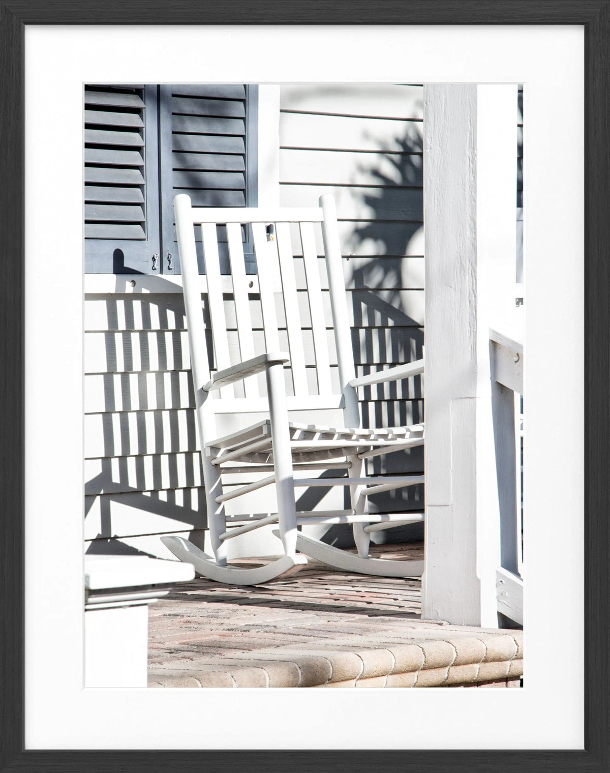 Schwarz-weiß Poster mit Rahmen, Florida Key West „Deckchair“ von Cosman-Photocollection, 25x31cm, maritimes Motiv