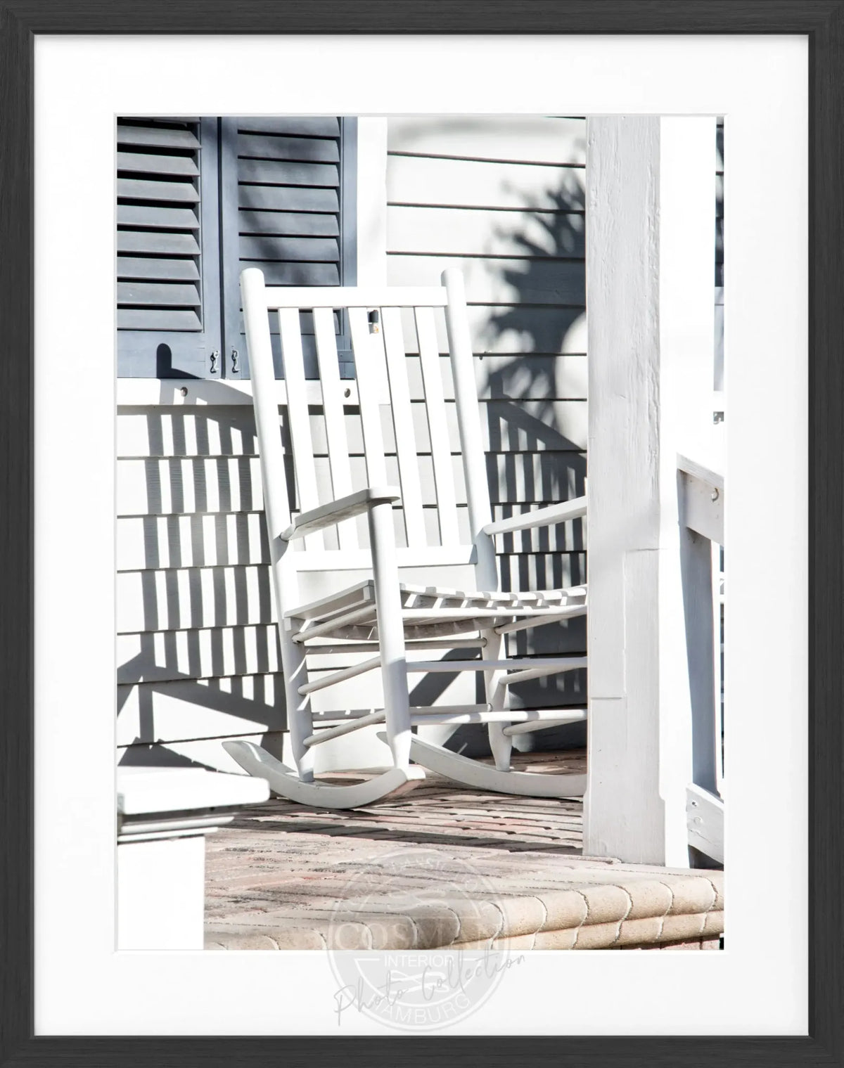 Schwarz-weiß Poster mit Rahmen, Florida Key West „Deckchair“ von Cosman-Photocollection, 25x31cm, maritimes Motiv