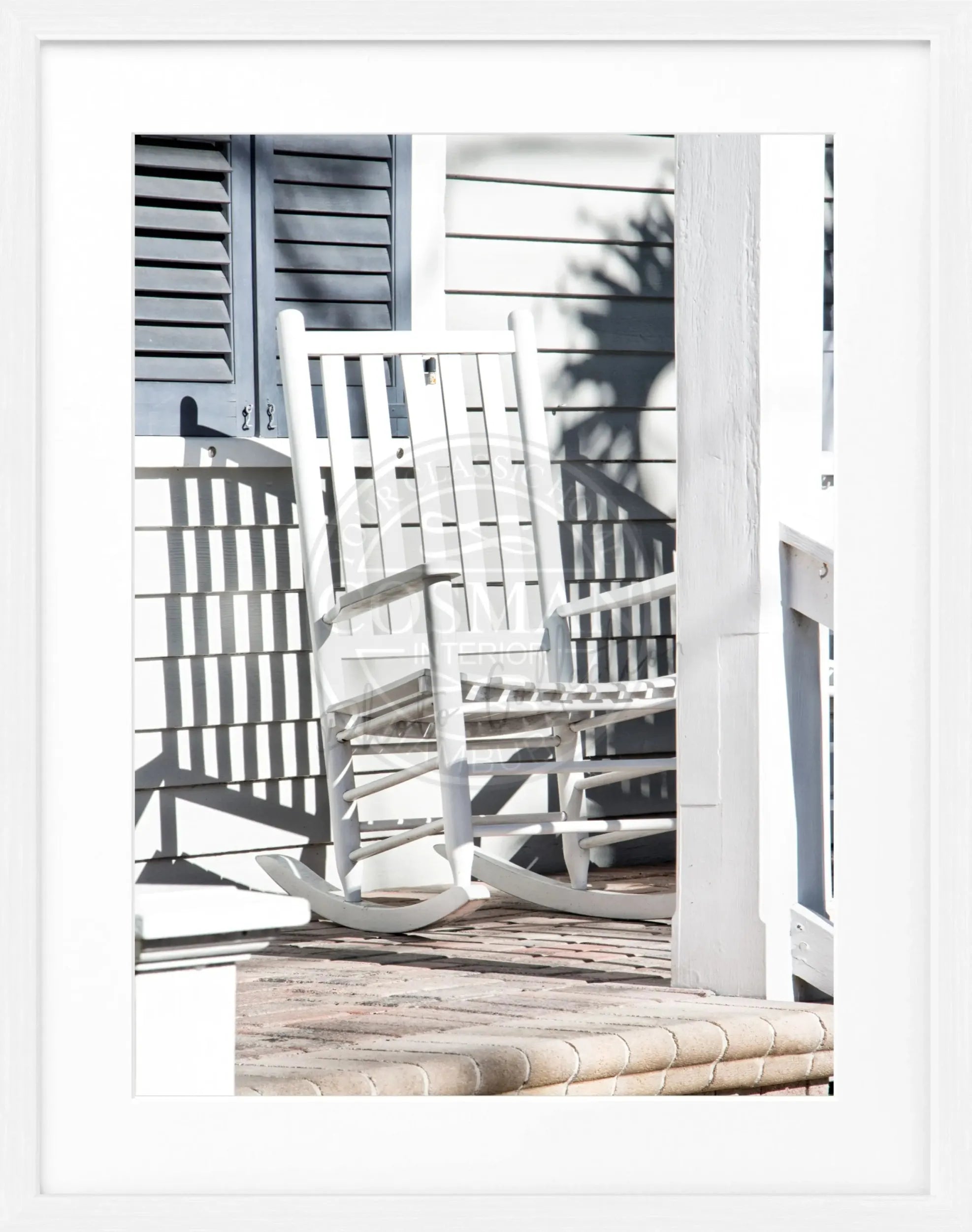 Schwarz-weiß Poster mit Rahmen Florida Key West Deckchair von Cosman-Photocollection, 25x31cm, Motiv im Foto sichtbar