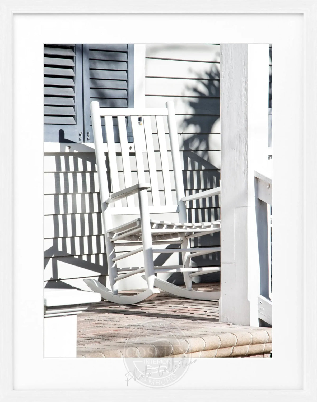 Schwarz-weiß Poster mit Rahmen Florida Key West Deckchair von Cosman-Photocollection, 25x31cm, Motiv im Foto sichtbar