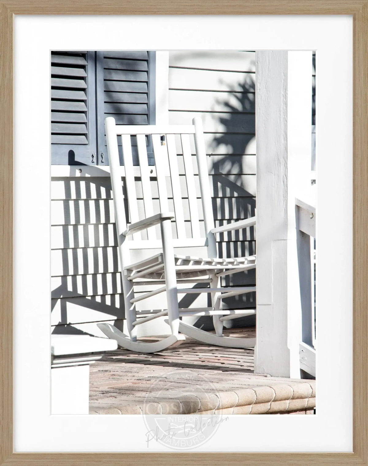 Schwarz-weiß Poster mit Rahmen, Florida Key West „Deckchair“ von Cosman-Photocollection, 25x31 cm, maritimes Motiv