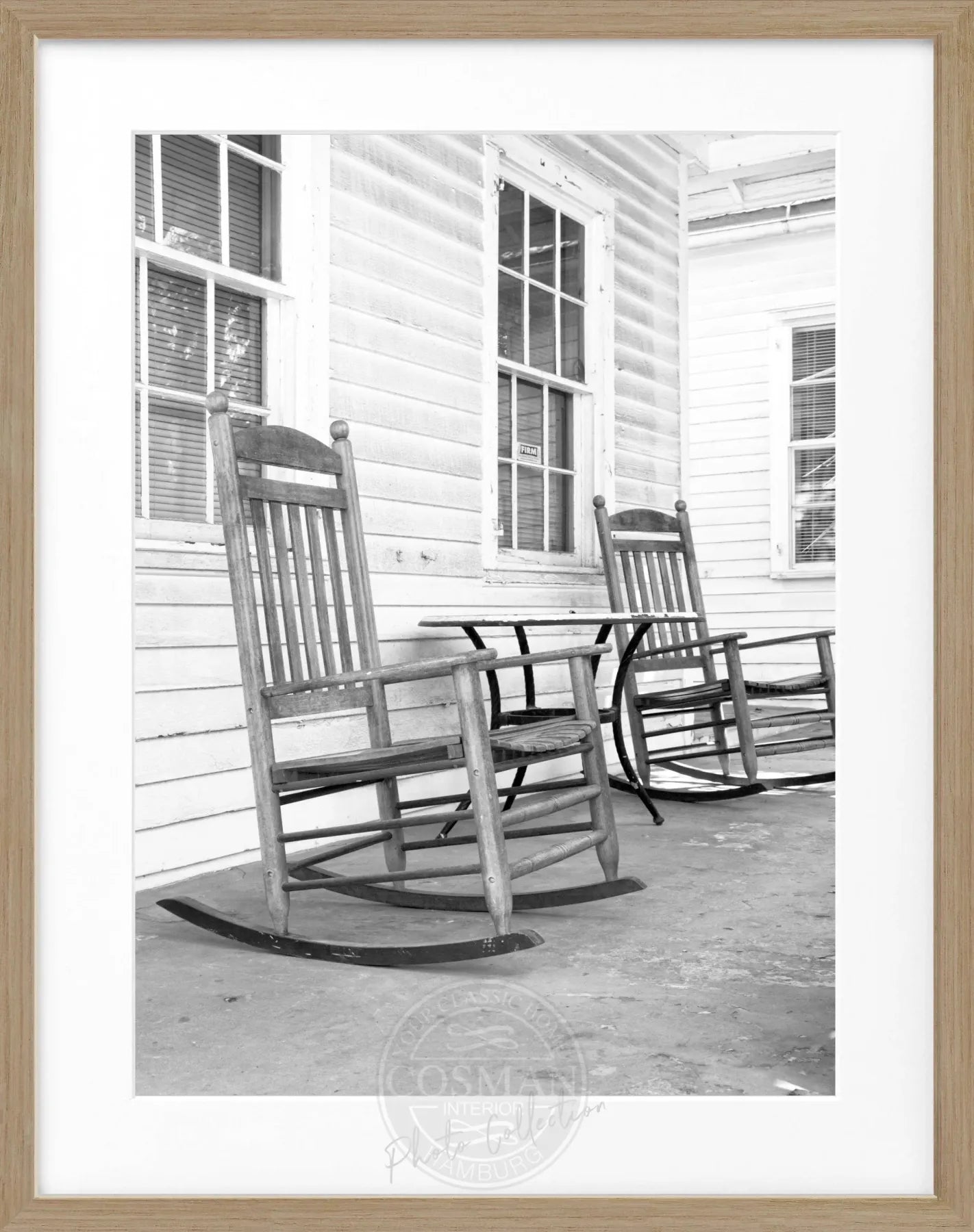 Schwarz-weiß Poster mit Rahmen, Florida Key West ’Deckchair’ Motiv, Cosman-Photocollection, 25x31 cm, Wanddekoration