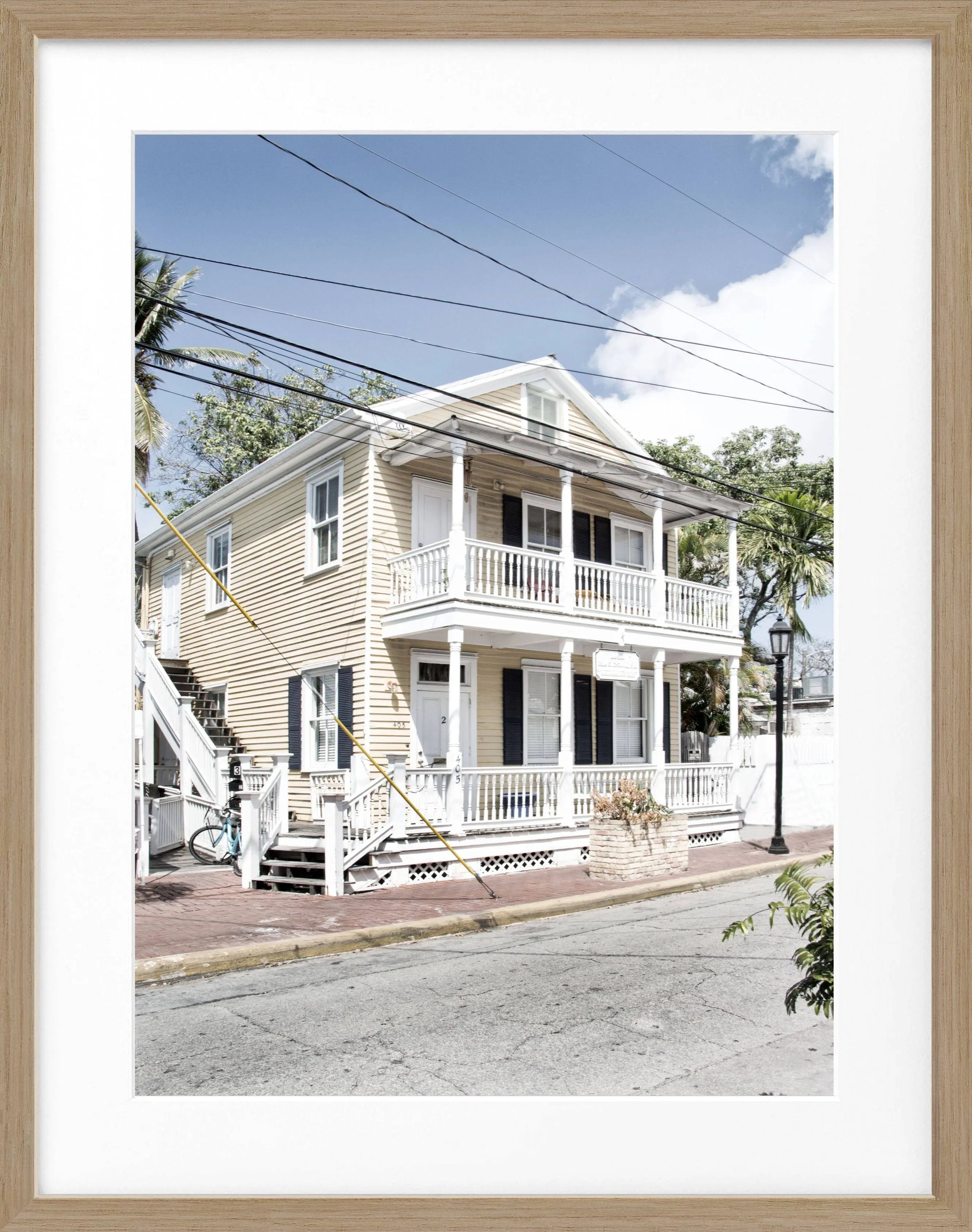 Schwarz-weiß Poster mit Rahmen, Florida Key West Motiv, von Cosman-Photocollection, 25x31 cm, dekoratives Wandbild