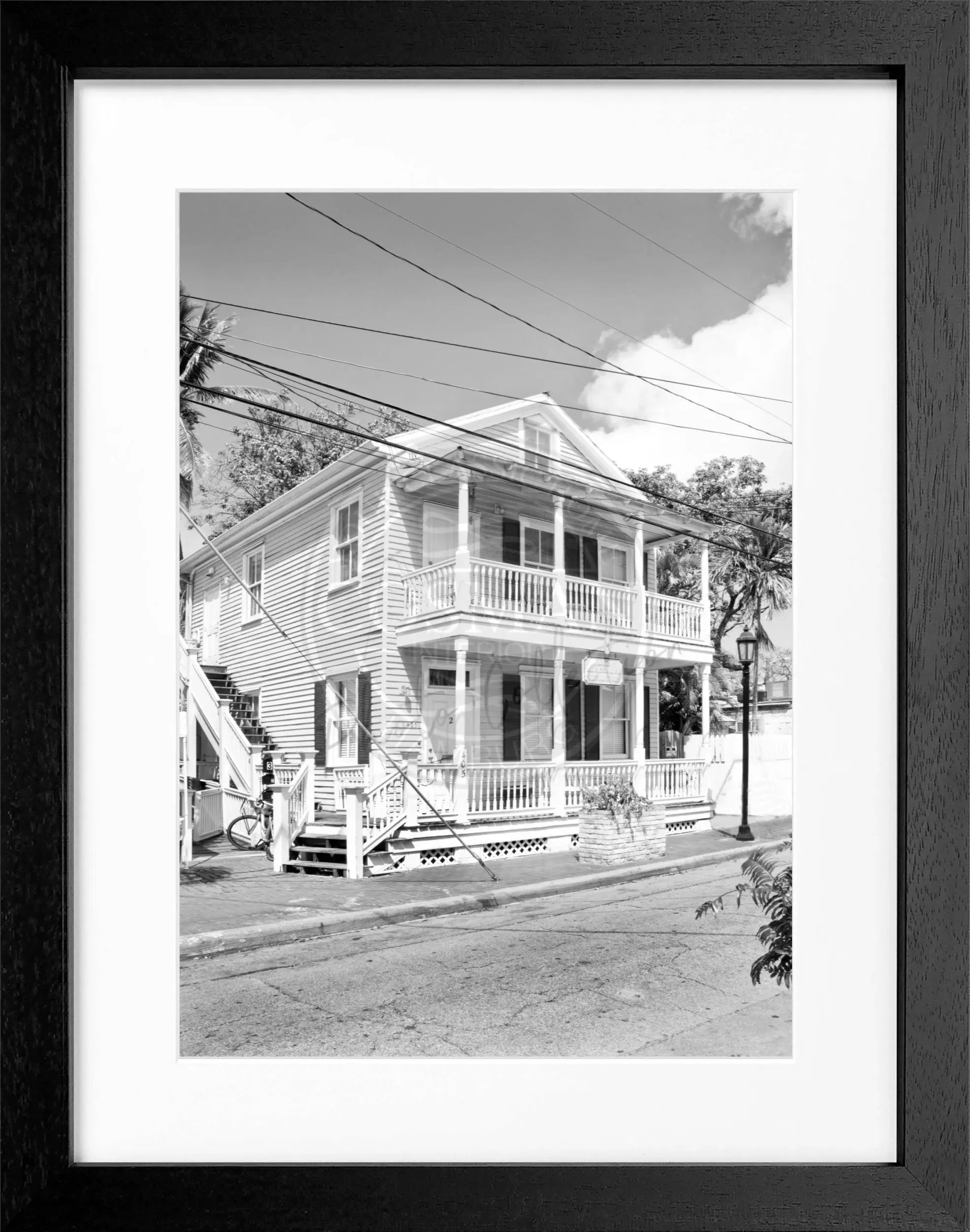 Schwarz-weiß Poster mit Rahmen, Florida Key West Motiv, von Cosman-Photocollection, 25x31 cm
