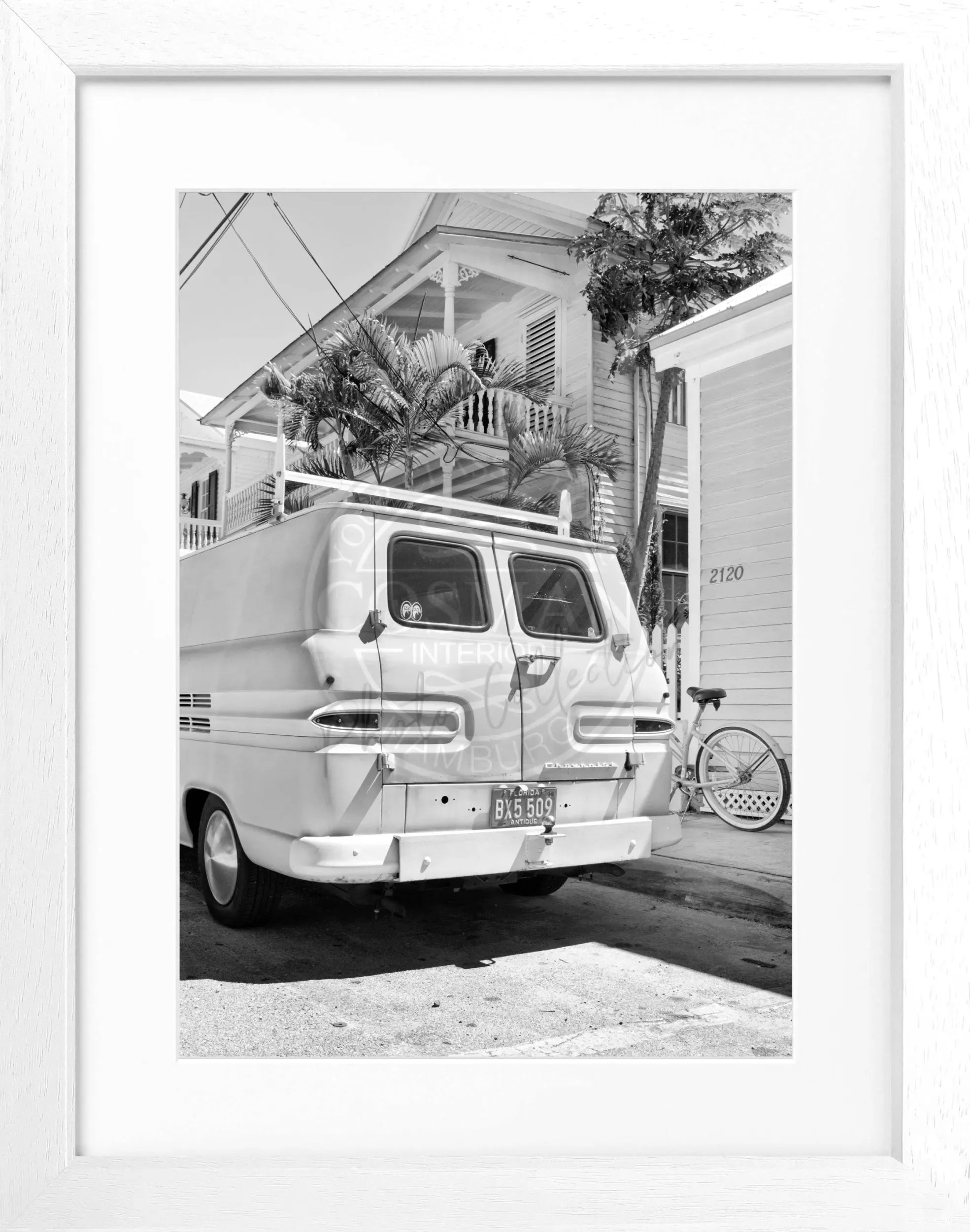 Schwarz-weiß Poster mit Rahmen, Florida Key West Motiv, von Cosman-Photocollection, 25x31 cm