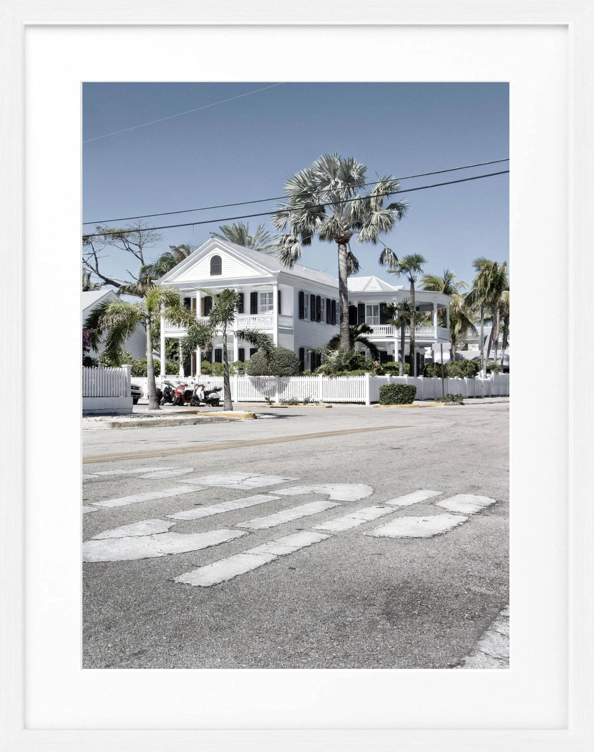 Schwarz-weiß Poster mit schwarzem Rahmen, Florida Key West Motiv, von Cosman-Photocollection, Maße 25x31 cm.