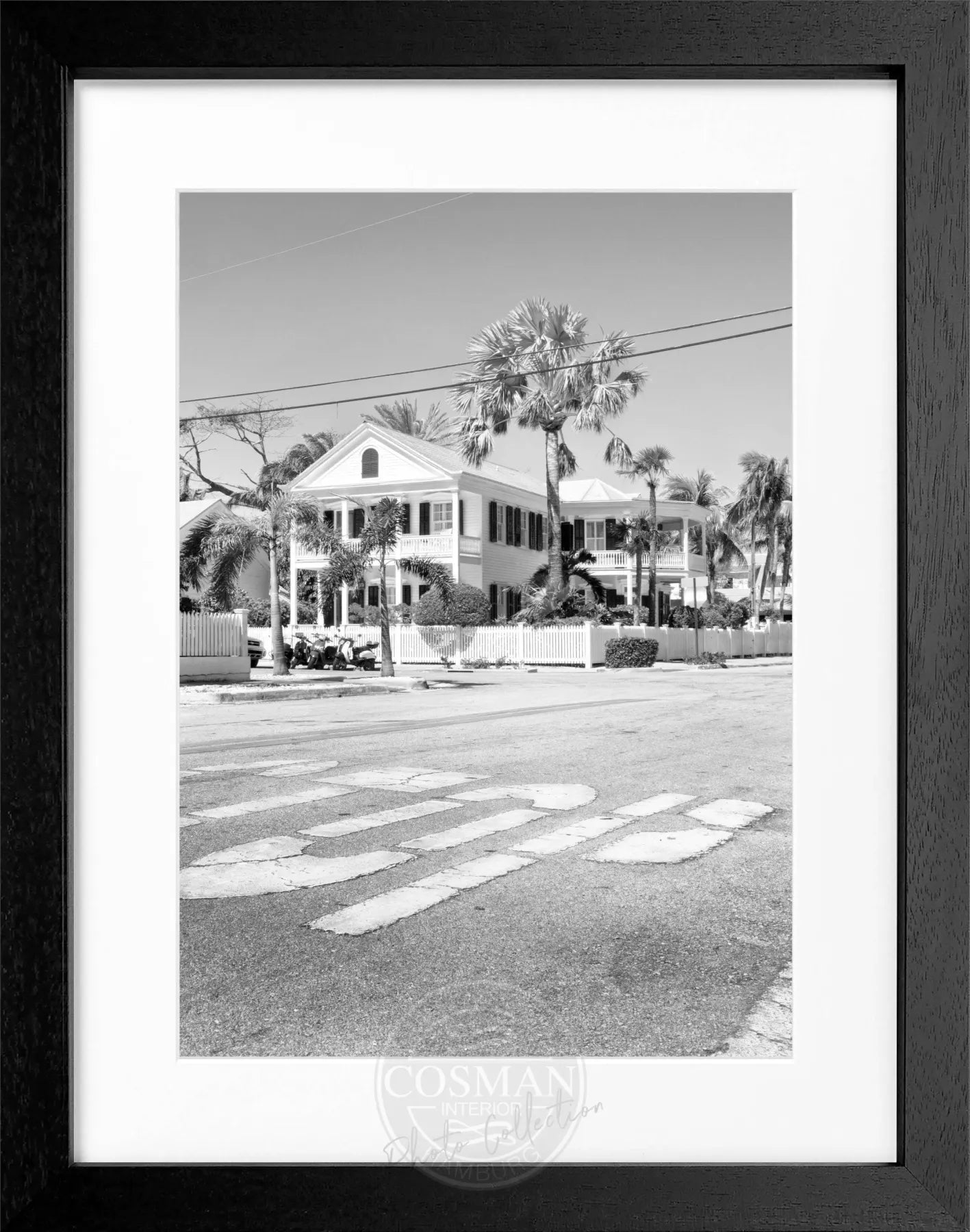Schwarz-weiß Poster mit Rahmen von Florida Key West, 25x31 cm, von Cosman-Photocollection, Wanddekoration mit Meer-Motiv