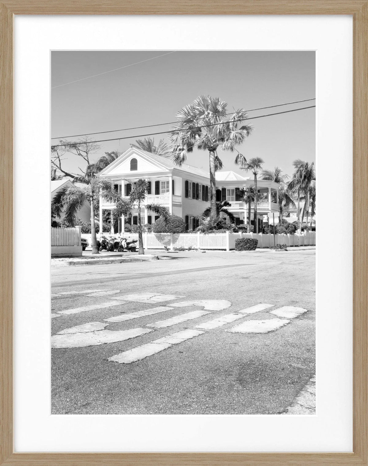 Schwarz-weiß Poster mit Rahmen von Florida Key West, von Cosman-Photocollection, 25x31 cm, Motiv mit Meeresblick