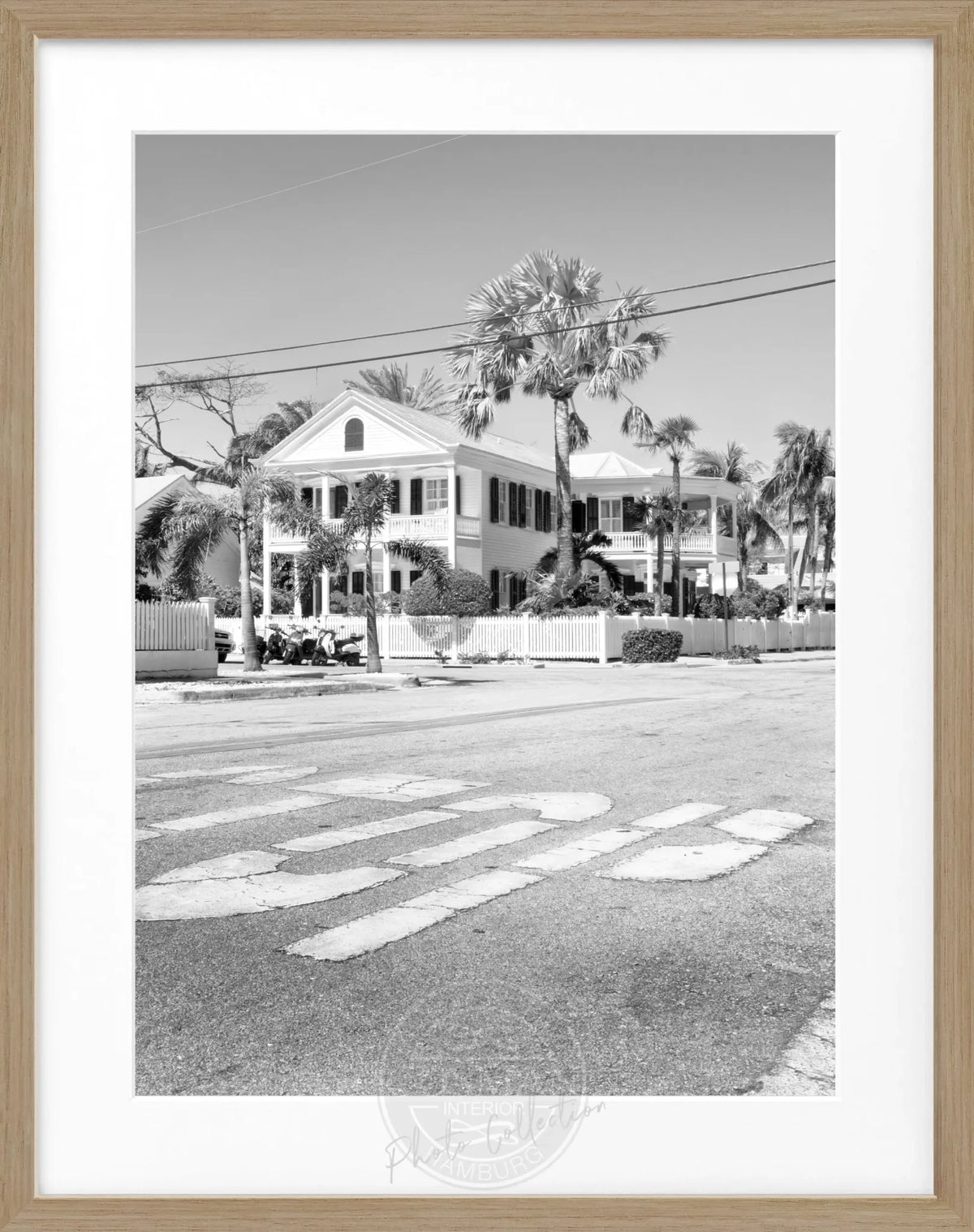 Schwarz-weiß Poster mit Rahmen von Florida Key West, von Cosman-Photocollection, 25x31 cm, Motiv mit Meeresblick