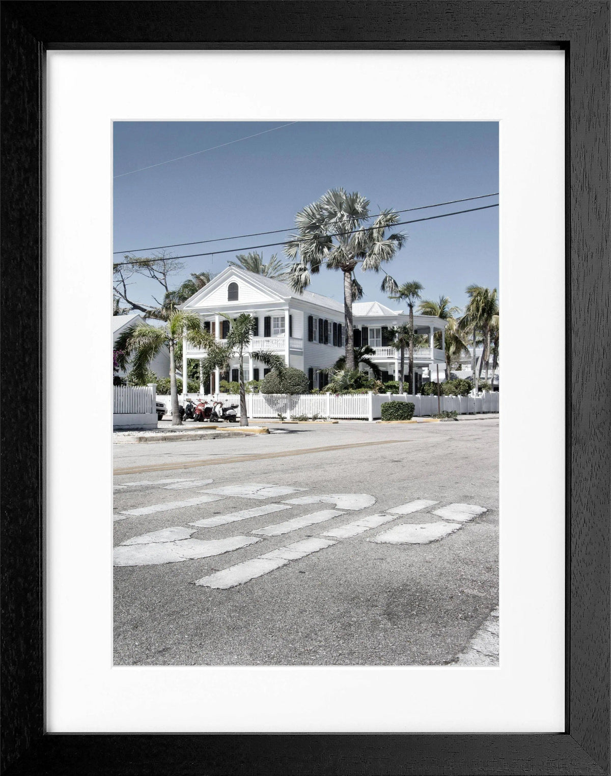 Schwarz-weiß Poster mit Rahmen, Florida Key West, von Cosman-Photocollection, 25x31 cm, dekoratives Wandbild