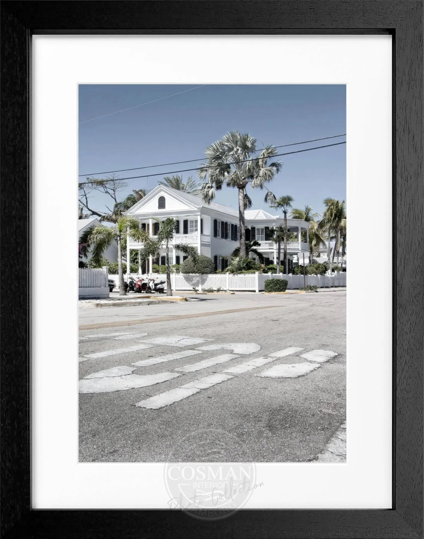 Schwarz-weiß Poster mit Rahmen, Florida Key West, von Cosman-Photocollection, 25x31 cm, dekoratives Wandbild