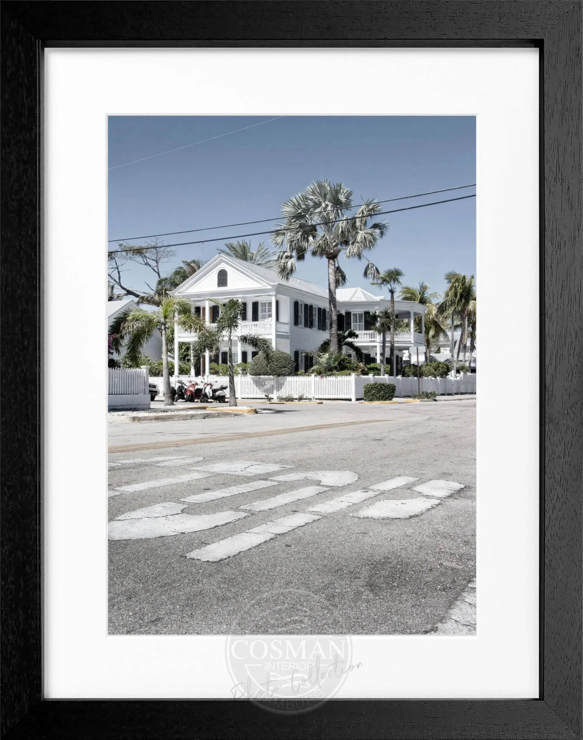 Schwarz-weiß Poster mit Rahmen, Florida Key West, von Cosman-Photocollection, 25x31 cm, dekoratives Wandbild