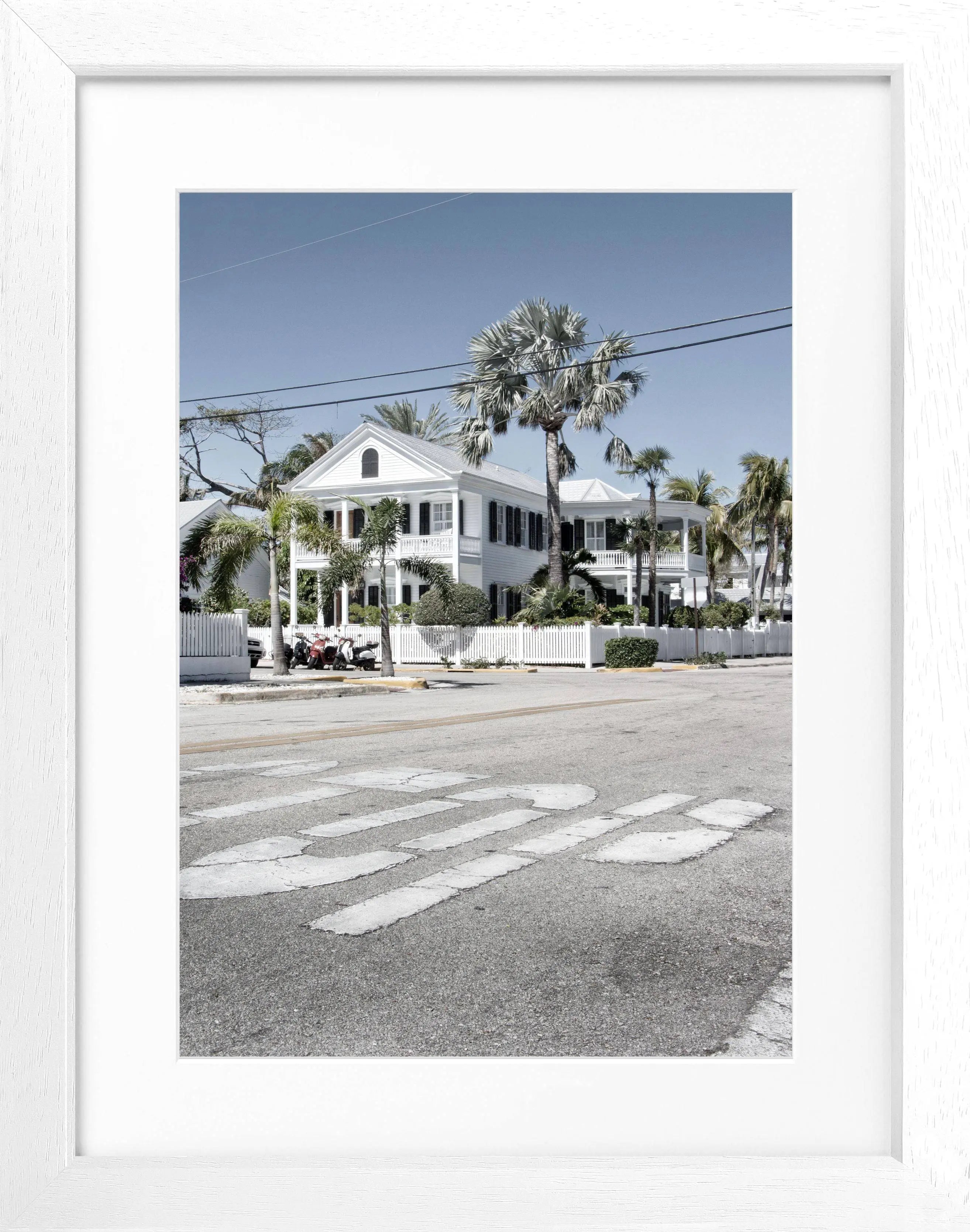 Schwarz-weiß Poster mit Rahmen, Florida Key West Motiv, von Cosman-Photocollection, 25x31cm, dekoratives Wandbild