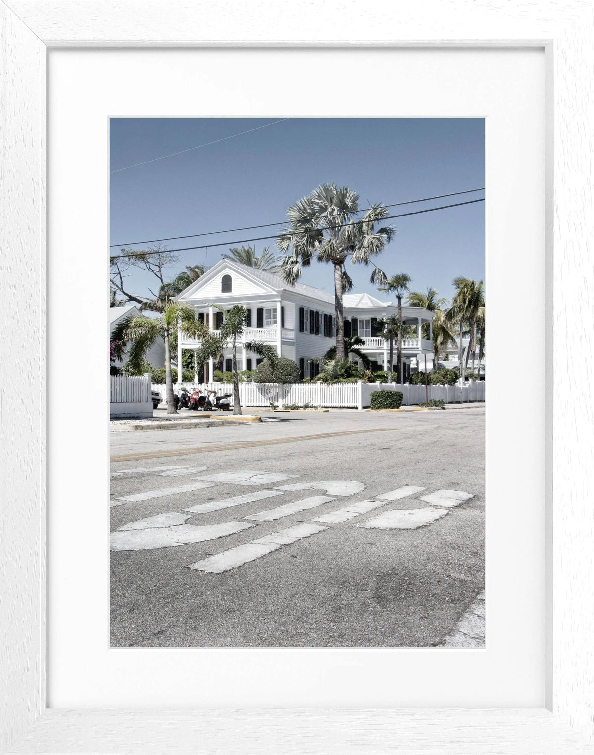 Schwarz-weiß Poster mit Rahmen von Cosman-Photocollection, Florida Key West, 25x31 cm, dekoratives Wandbild