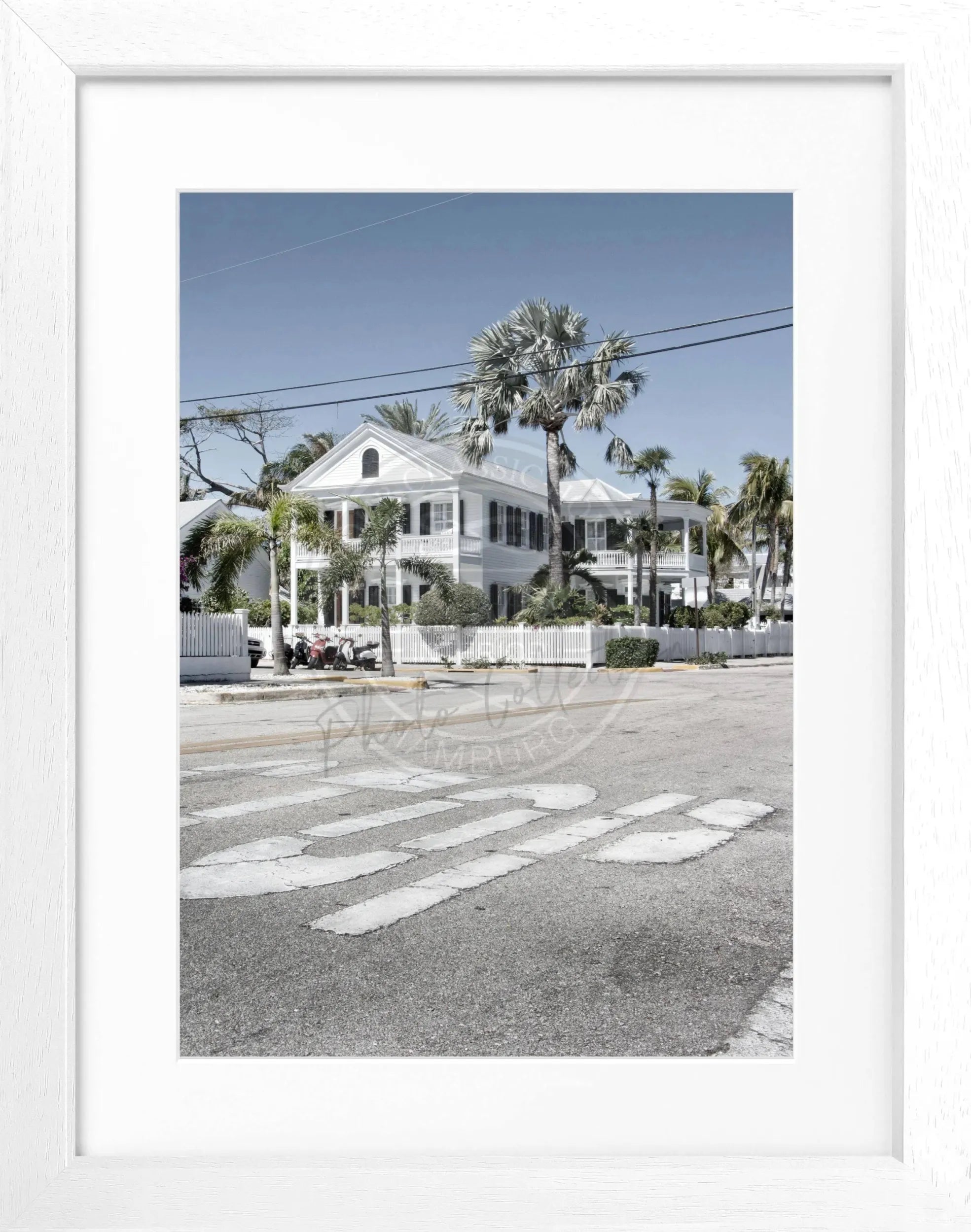 Schwarz-weiΓ Poster mit Rahmen von Cosman-Photocollection, Florida Key West, 25x31 cm, dekoratives Wandbild