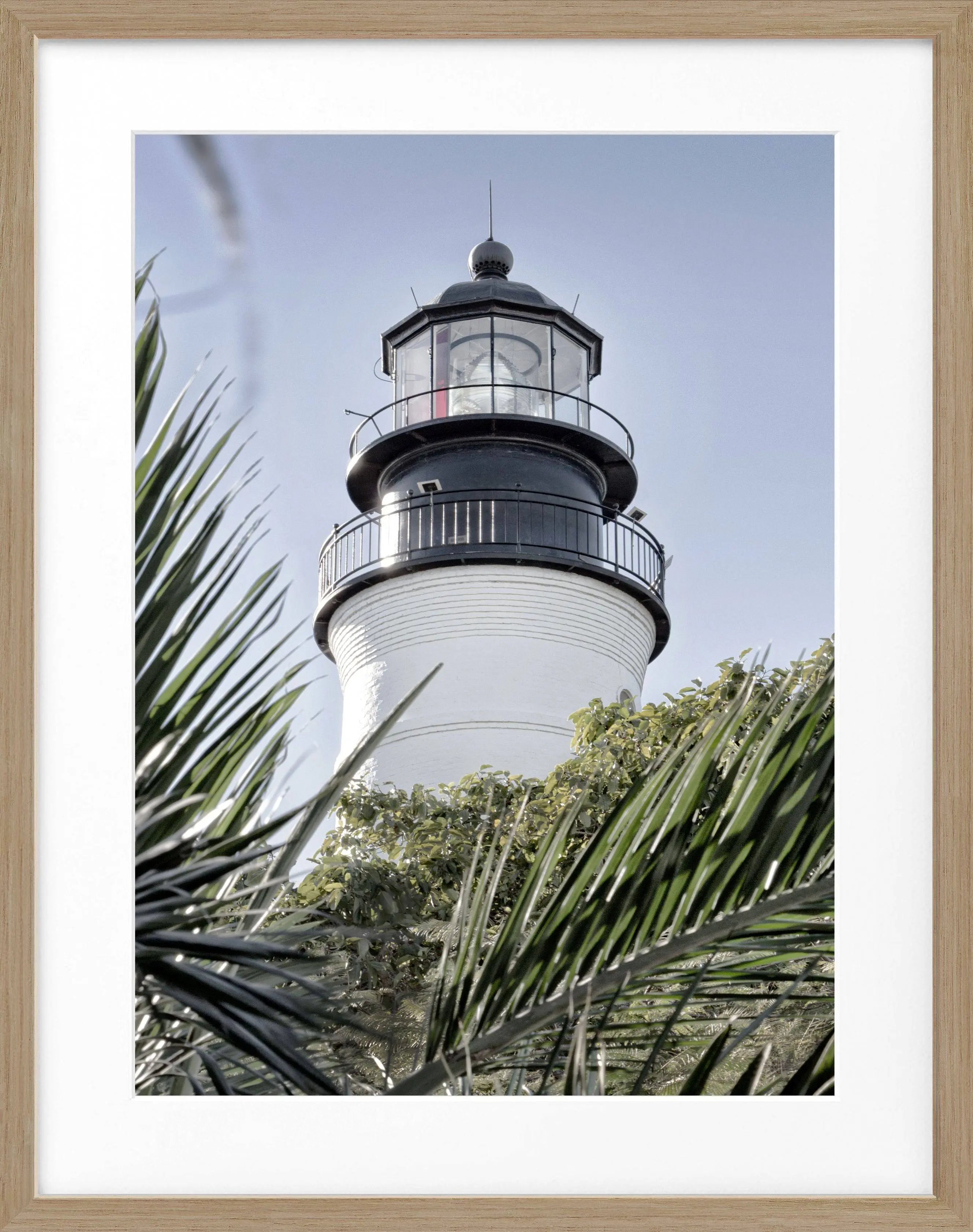 Schwarz-weiß Poster mit Rahmen von Cosman-Photocollection, Motiv des Leuchtturms in Key West, Florida, 25x31 cm