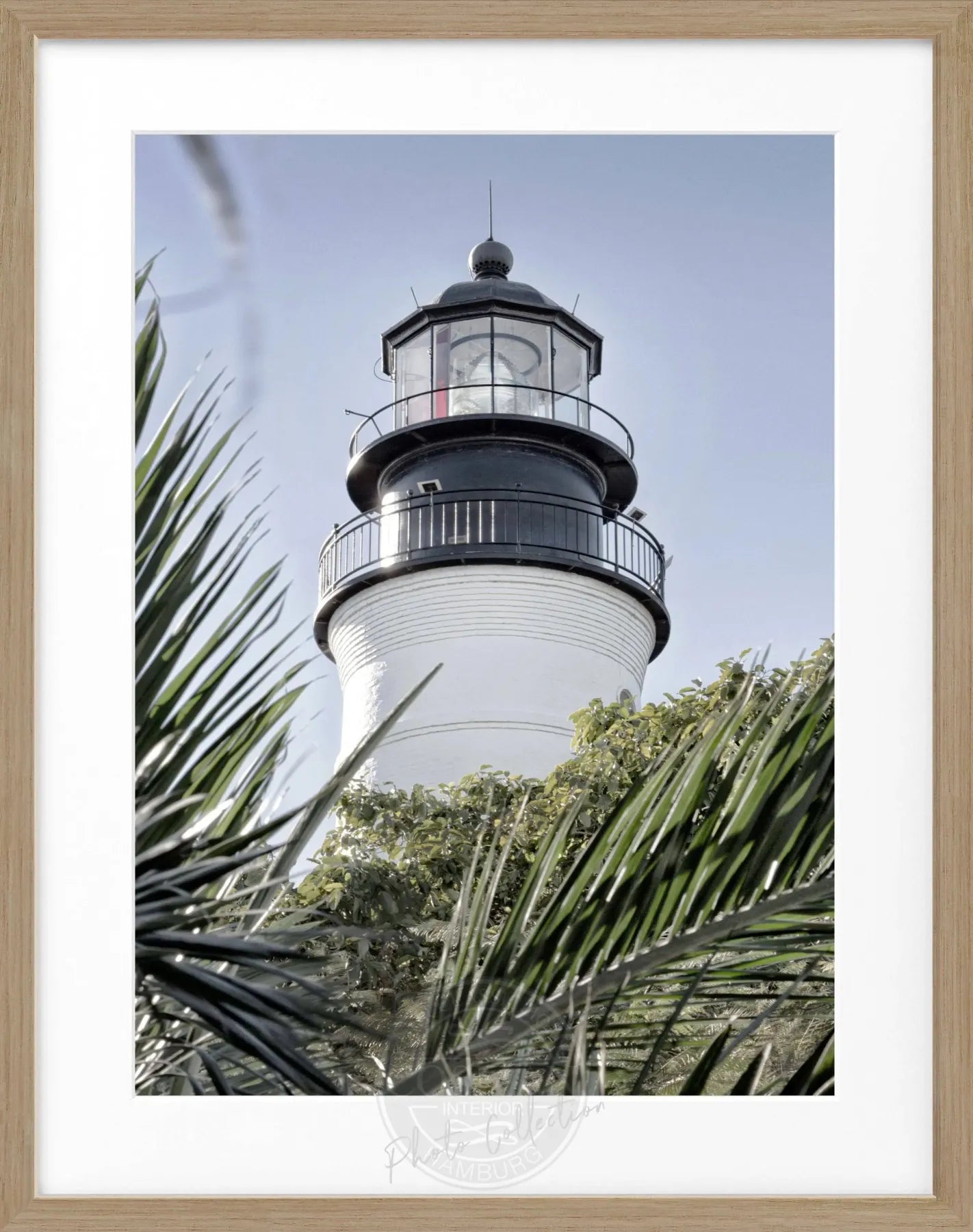 Schwarz-weiß Poster mit Rahmen von Cosman-Photocollection, Florida Key West Leuchtturm Motiv, 25x31 cm