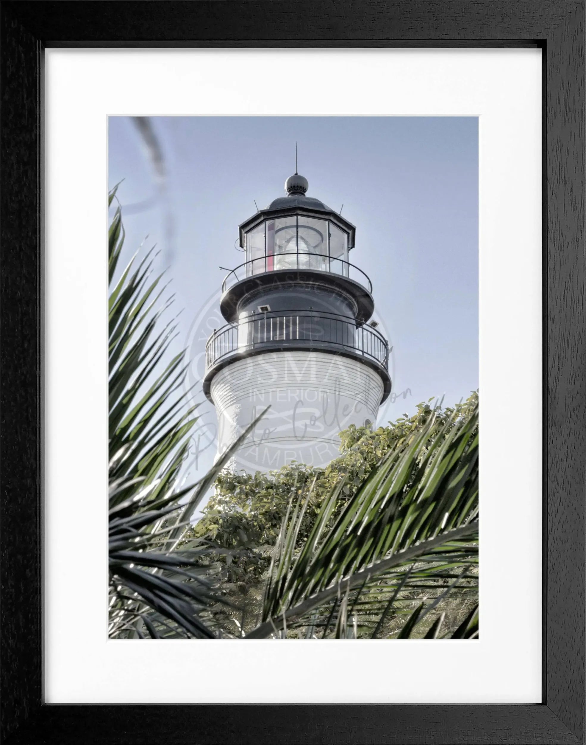 Schwarz-Weiß-Poster mit Rahmen, Florida Key West Leuchtturm, von Cosman-Photocollection, 25x31 cm, Wanddeko