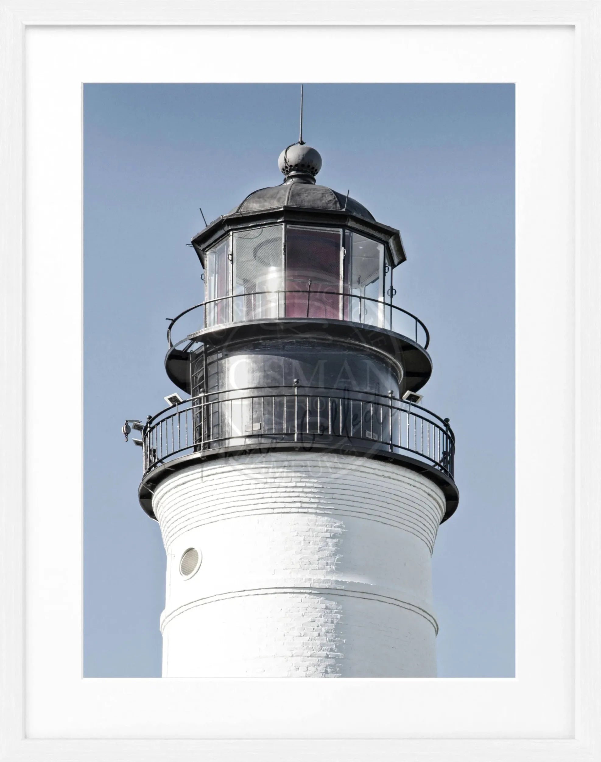 Schwarz-weiß Poster mit Rahmen von Cosman-Photocollection, Florida Key West Leuchtturm, 25x31 cm, Wanddekor, Fotokunst