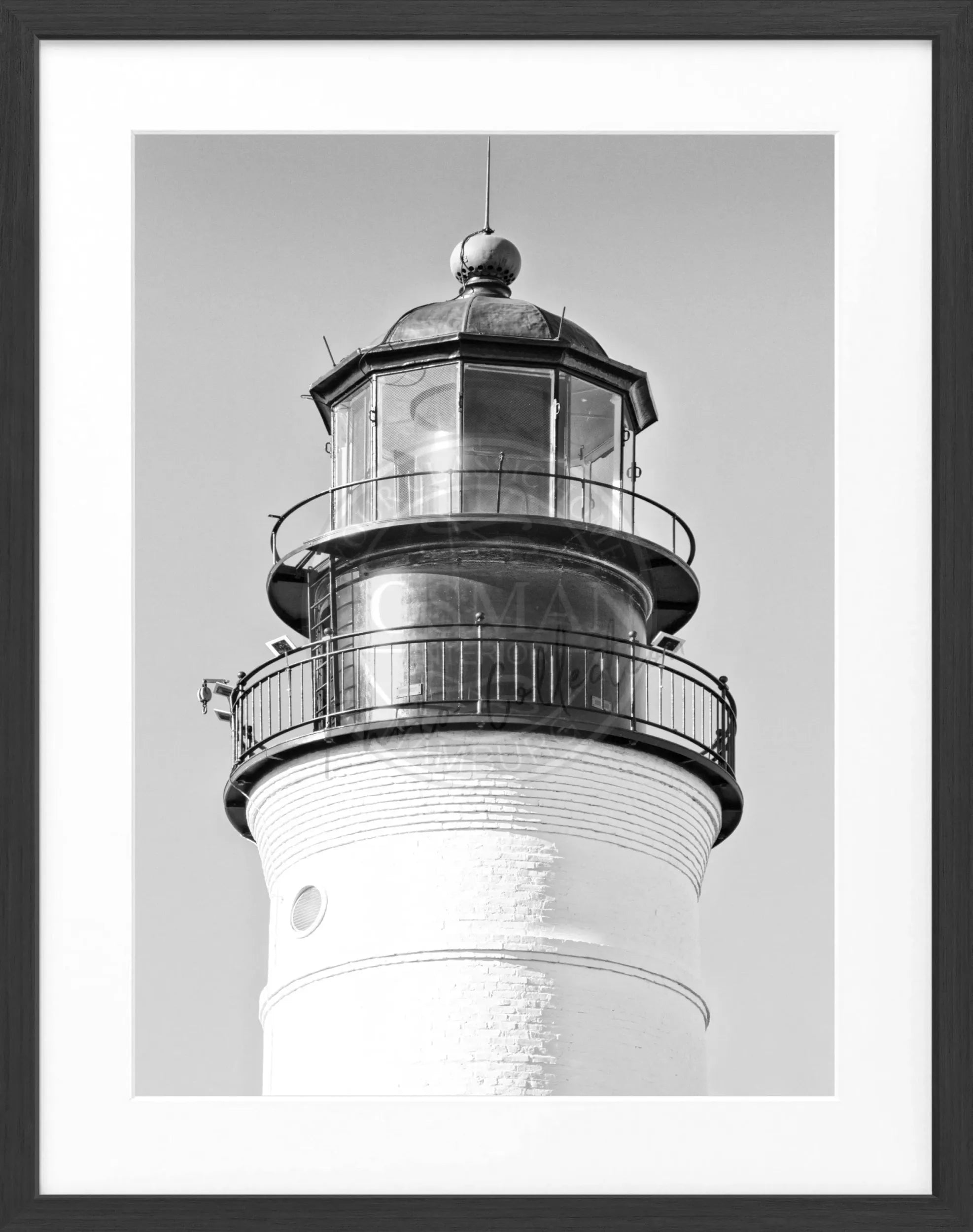 Schwarz-weiß Poster mit Rahmen, Florida Key West Leuchtturm, Cosman-Photocollection, 25x31 cm, Wandbild für Dekoration