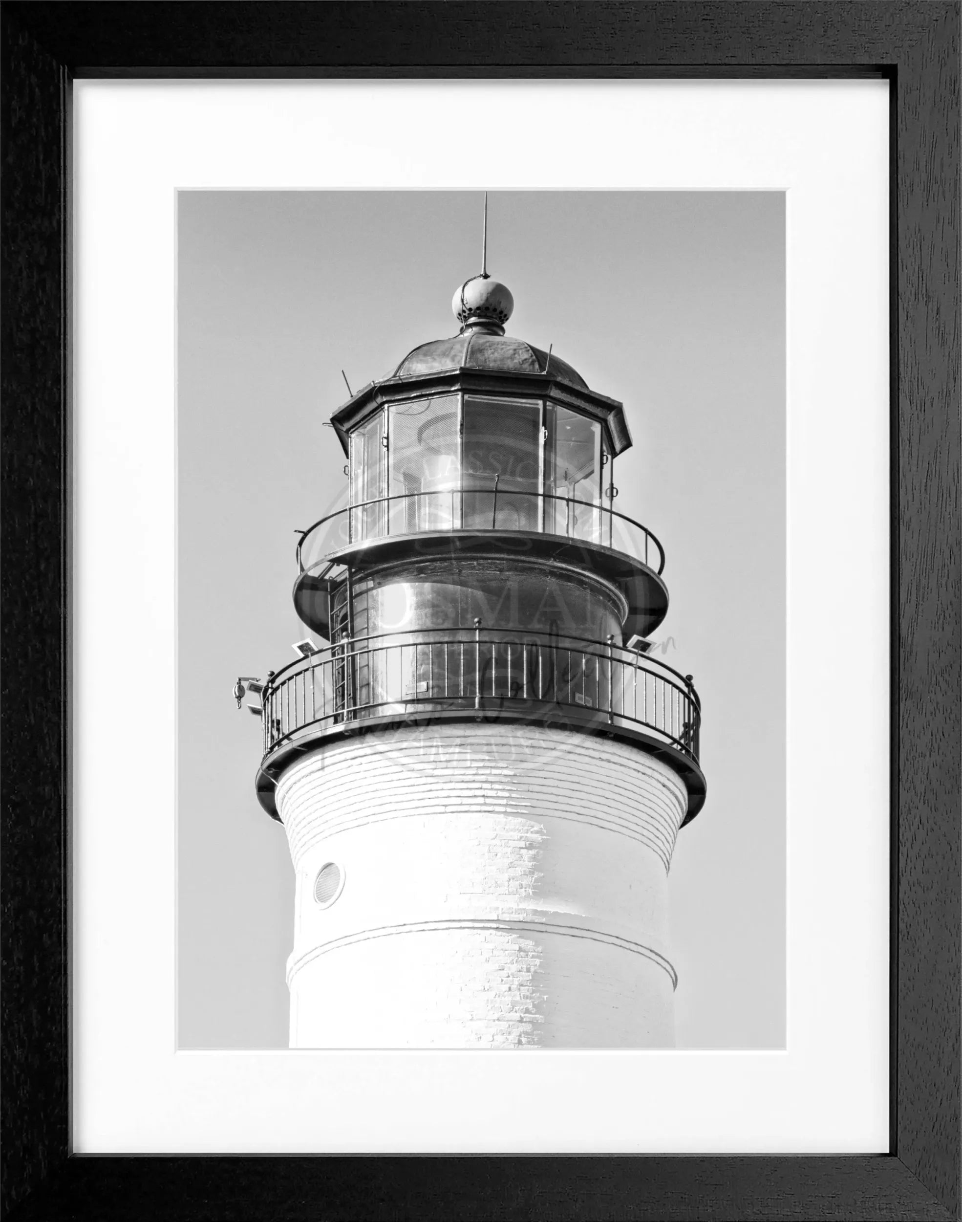 Schwarz-weiß Poster mit Rahmen von der Florida Key West Leuchtturm, von Cosman-Photocollection, 25x31 cm, Wanddekoration
