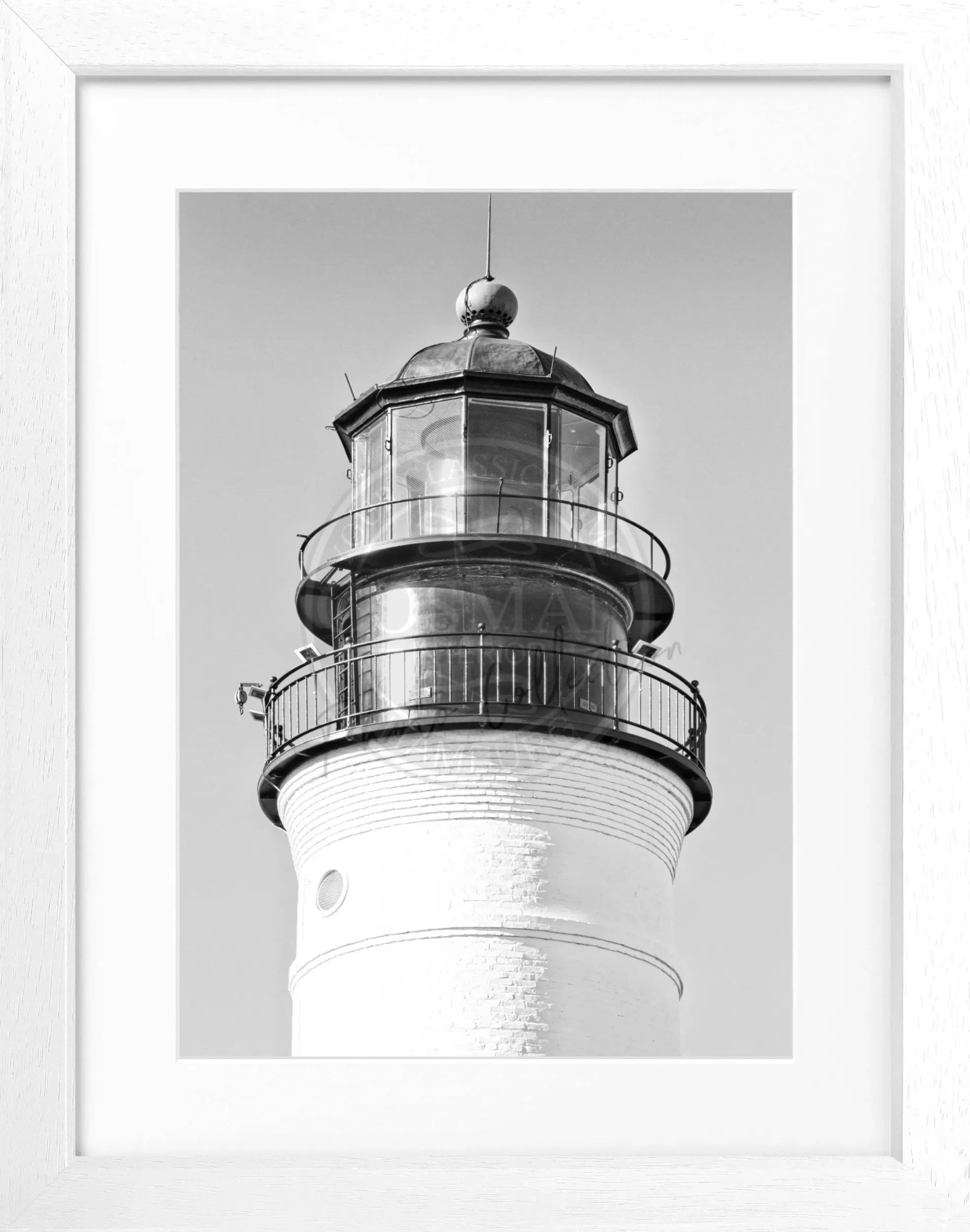 Schwarz-weiß Poster mit Rahmen, Florida Key West Leuchtturm Motiv, von Cosman-Photocollection, 25x31cm
