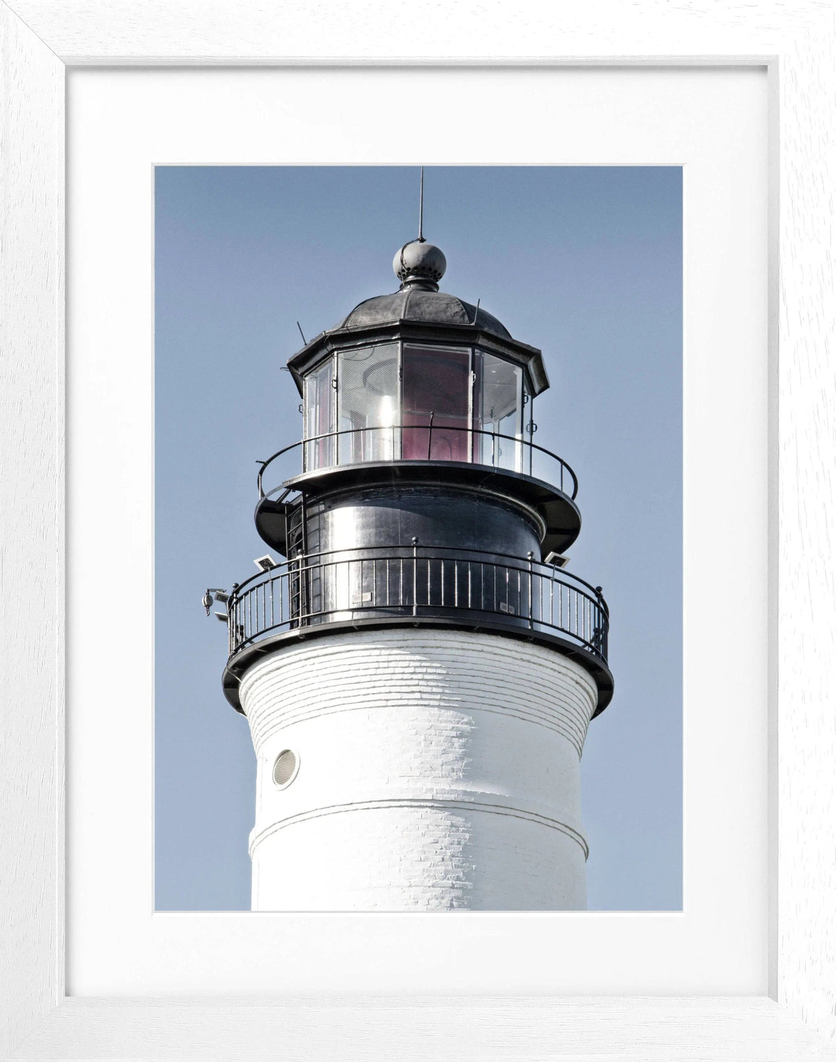 Schwarz-weiß Poster mit Rahmen von Cosman-Photocollection, Florida Key West Leuchtturm, 25x31 cm, Wanddekoration
