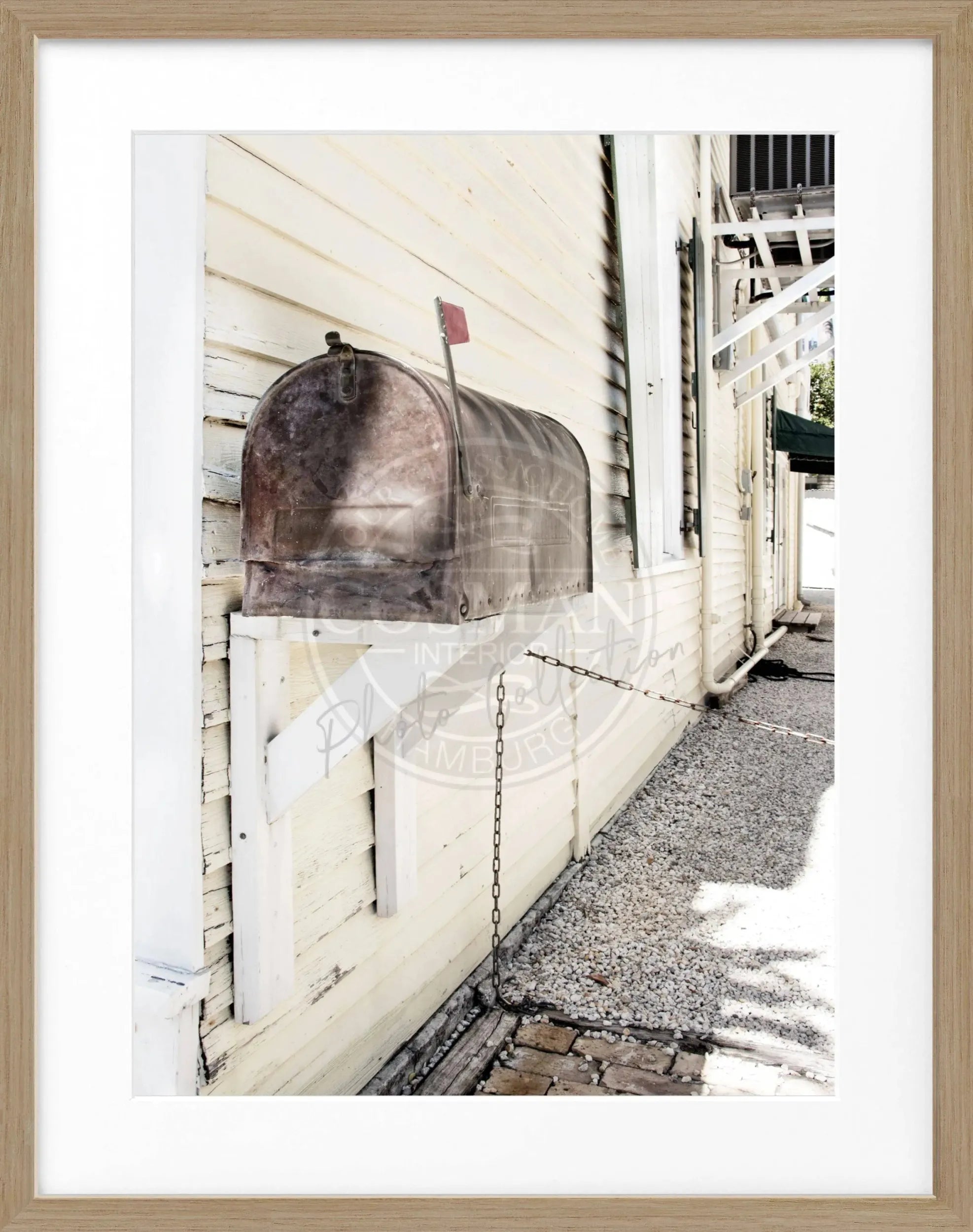 Schwarz-weiß Poster mit Rahmen von Cosman-Photocollection, Florida Key West Mailbox Motiv, 25x31cm, Wanddekoration