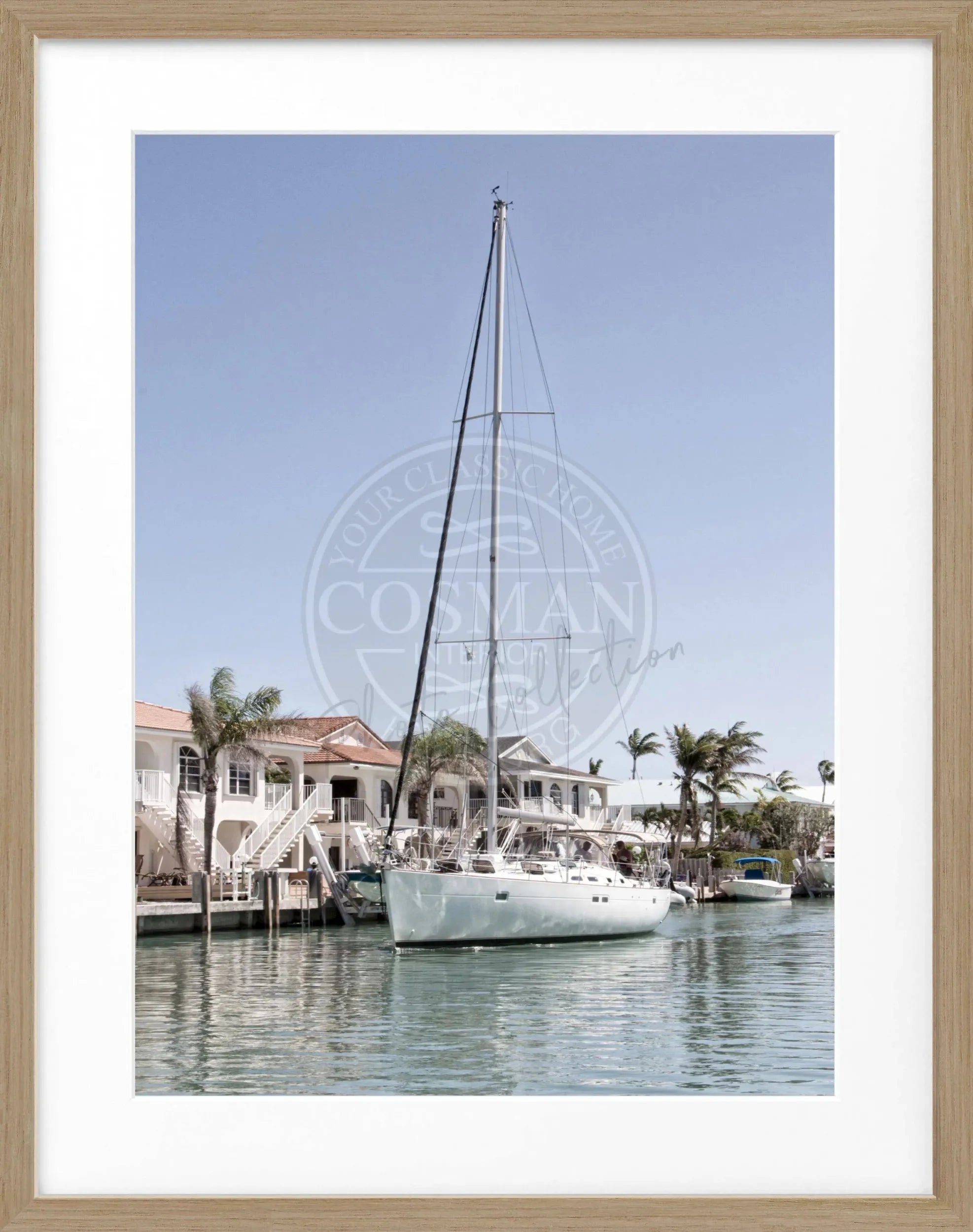 Schwarz-weiß Poster mit Rahmen von Cosman-Photocollection, Florida Keys Boot, Motiv in 25cm x 31cm, Wanddekoration