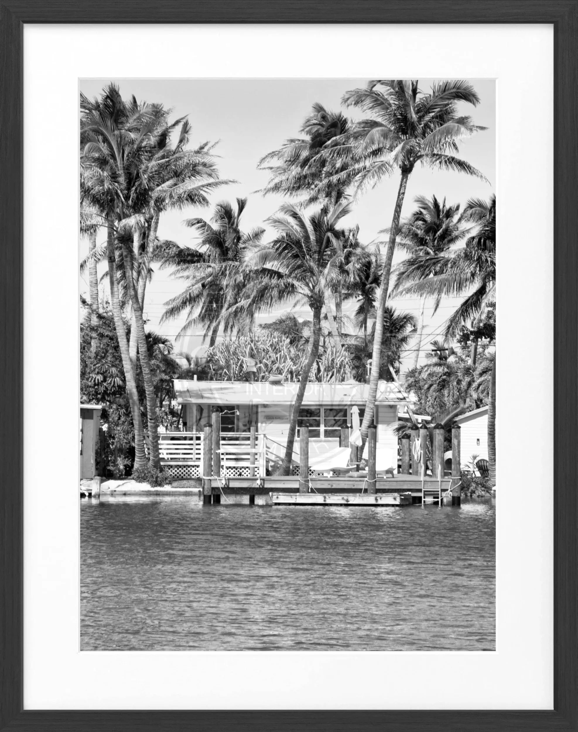 Schwarz-weiß Poster mit Rahmen, Florida Keys Motiv, von Cosman-Photocollection, 25x31 cm, Wanddekoration