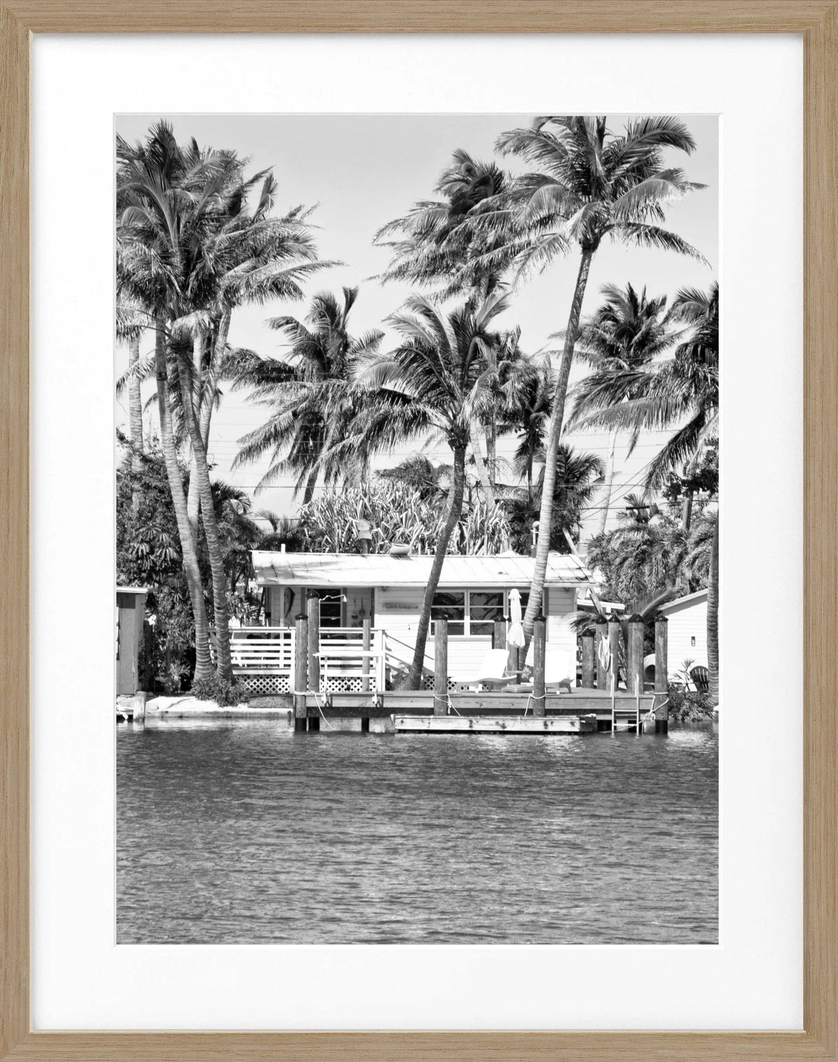 Schwarz-weiß Poster mit Rahmen von den Florida Keys, 25x31cm, von Cosman-Photocollection, dekoratives Wandbild.