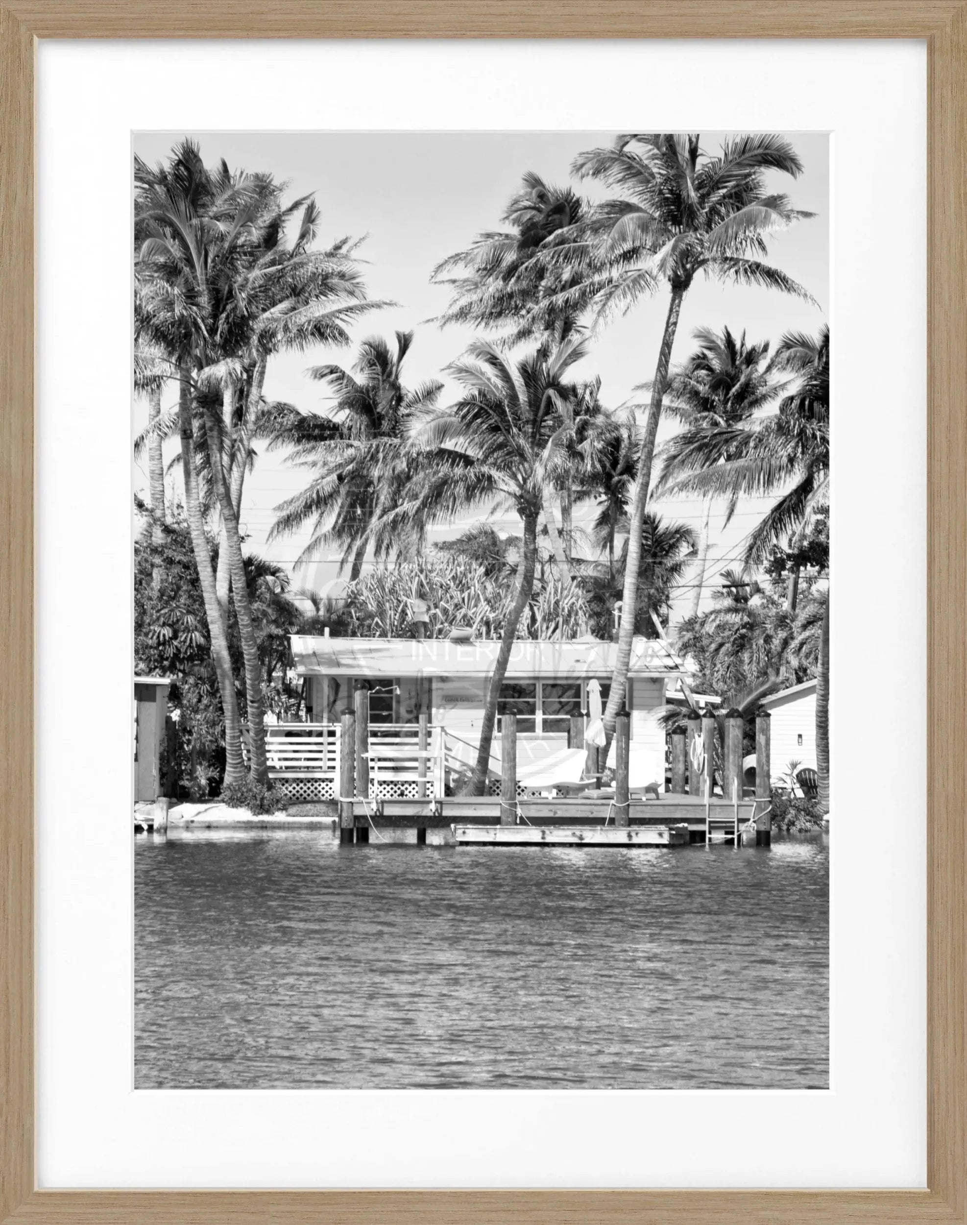 Schwarz-weiß Poster mit Rahmen von den Florida Keys, 25x31cm, von Cosman-Photocollection, dekoratives Wandbild.