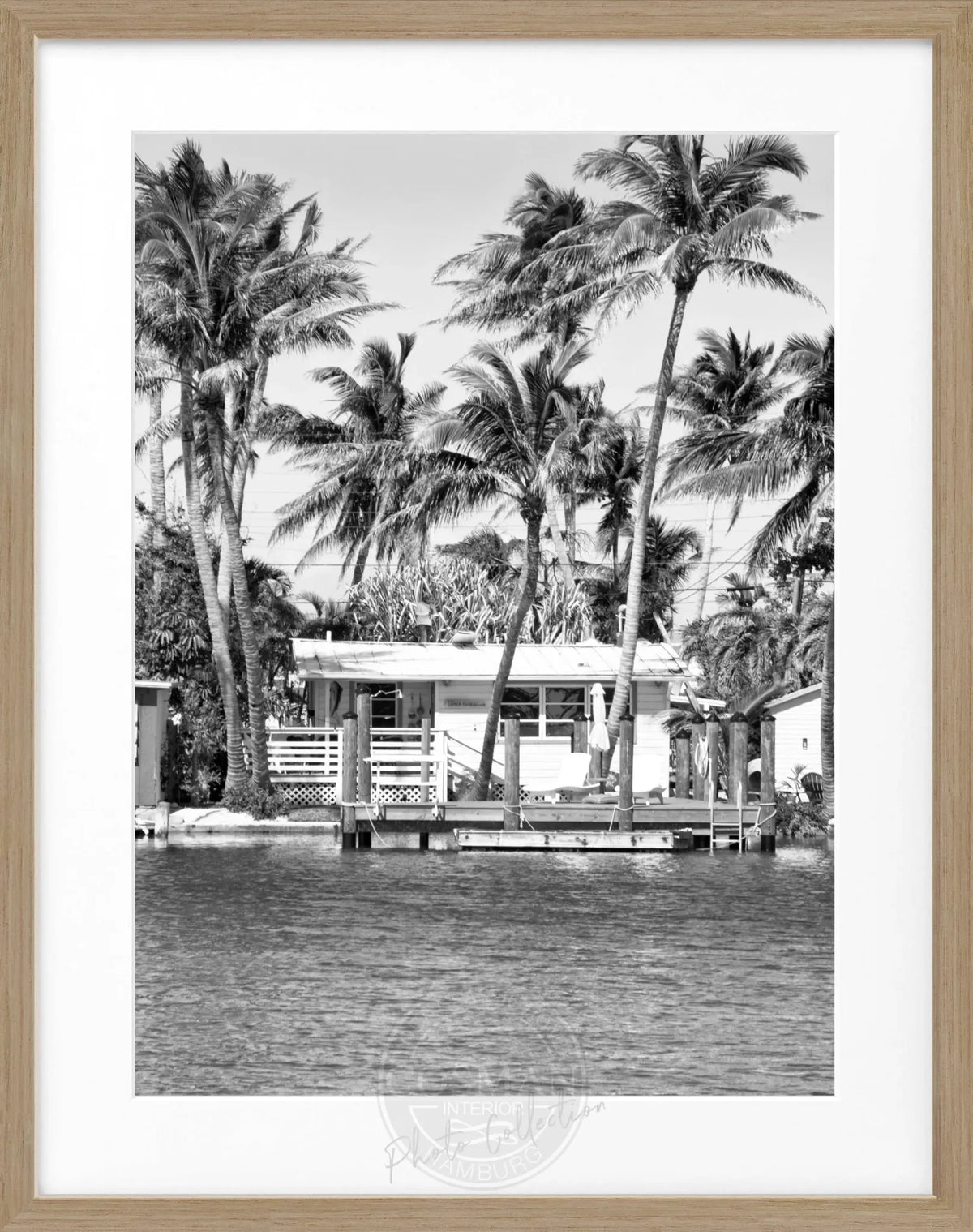 Schwarz-weiß Poster mit Rahmen von den Florida Keys, 25x31cm, von Cosman-Photocollection, dekoratives Wandbild.
