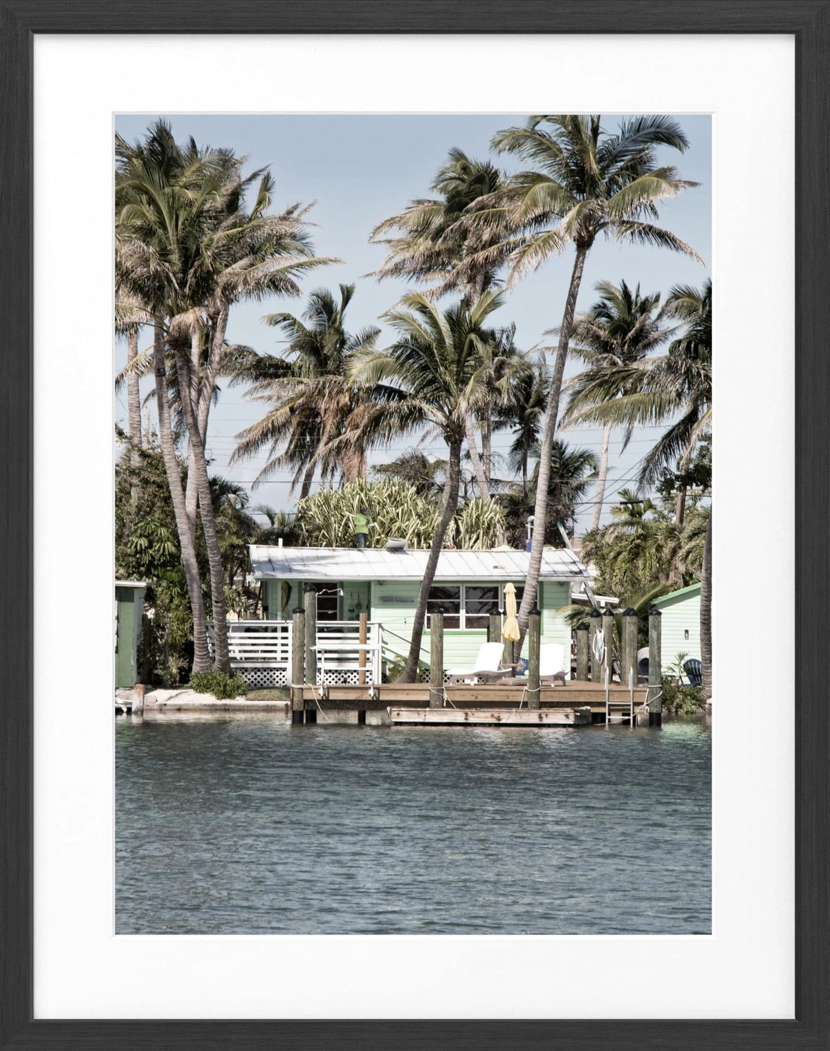 Schwarz-weiß Poster mit Rahmen von Florida Keys, 25x31cm, von Cosman-Photocollection, Wanddekoration mit Meeresmotiv