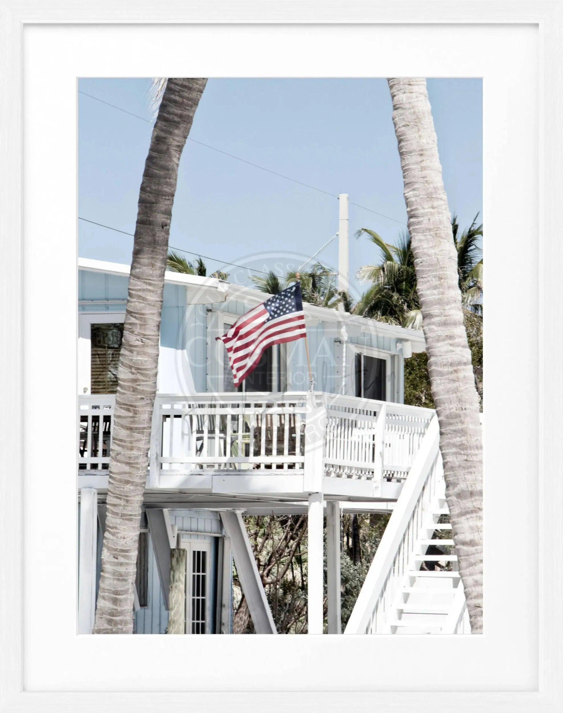 Schwarz-weiß Poster mit schwarzem Rahmen, Florida Keys Motiv, von Cosman-Photocollection, 25x31 cm