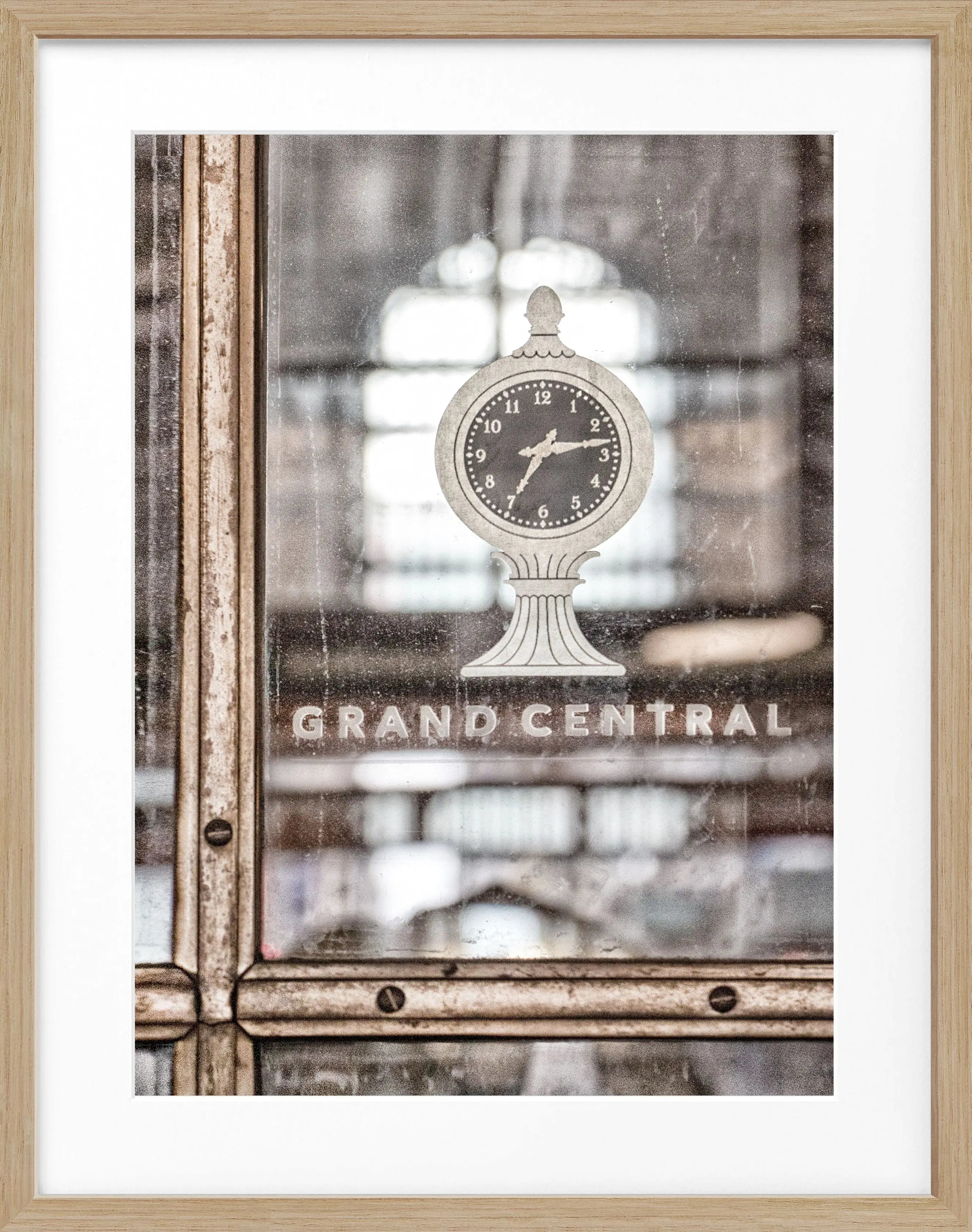 Schwarz-weiß Poster mit Rahmen 'Grand Central' von Cosman-Photocollection, 25x31 cm, NYC Motiv, elegantes Wandbild.