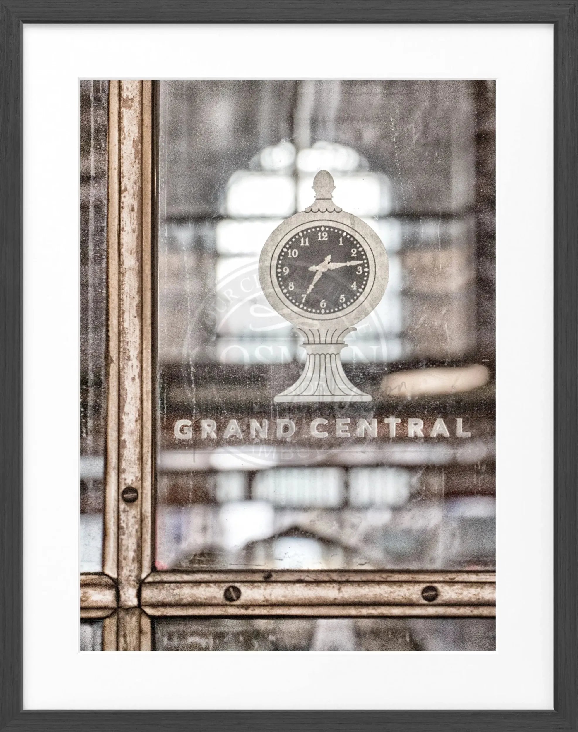Schwarz-weiß Poster mit Rahmen von Cosman-Photocollection, Motiv von Grand Central, New York, 25x31 cm