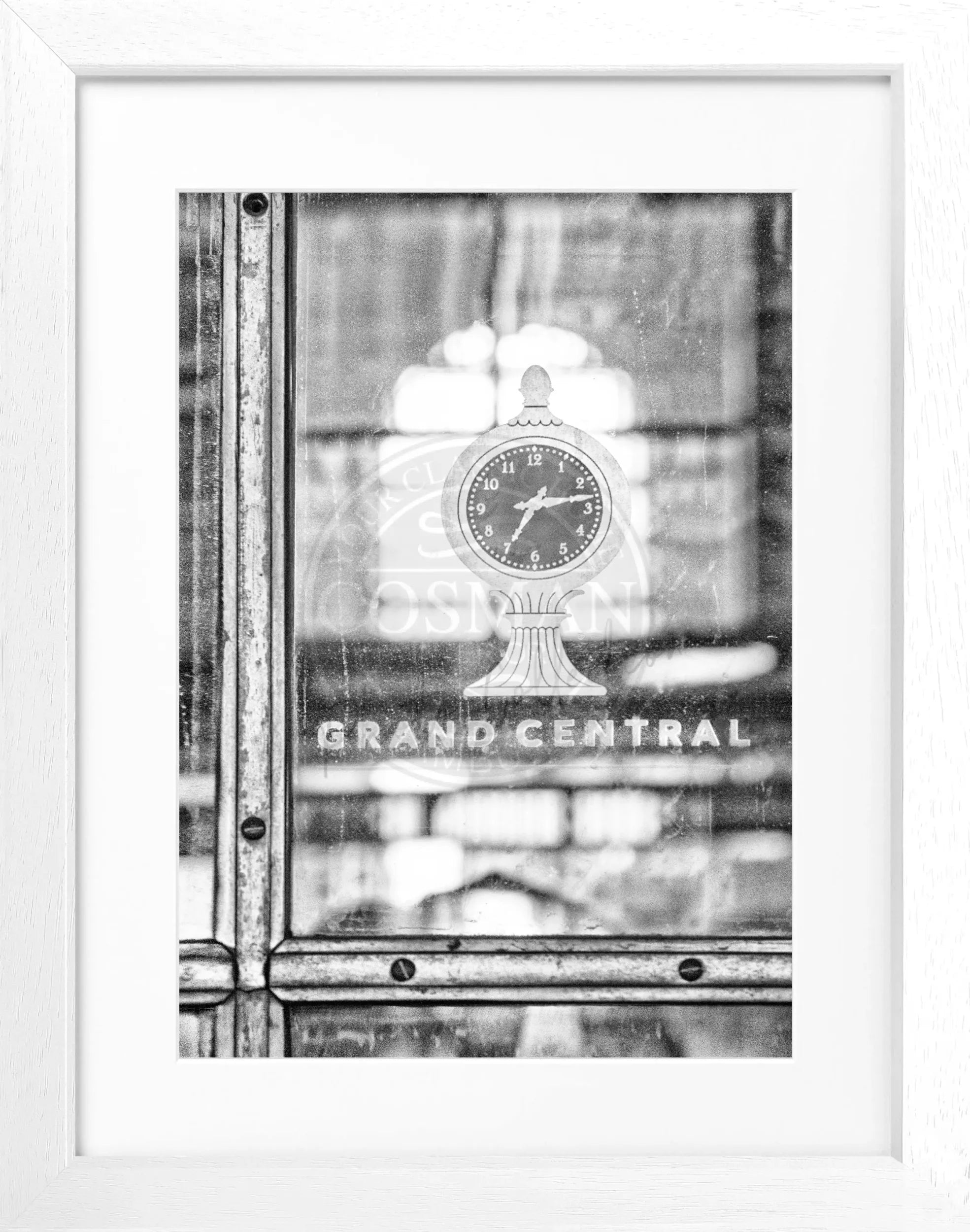 Schwarz-weiß Poster mit Rahmen von Cosman-Photocollection, Motiv des Grand Central Bahnhofs in New York, 25x31 cm