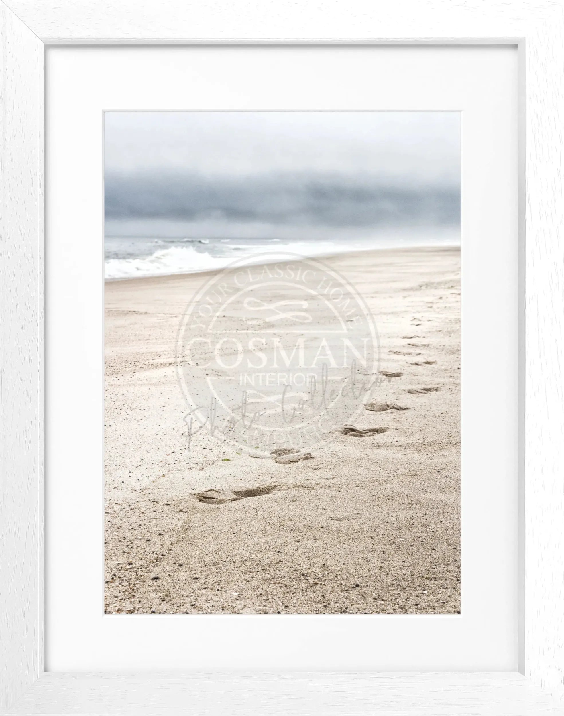 Schwarz-weiß Poster mit Rahmen, Hamptons Long Island ’Beach’ von Cosman-Photocollection, 25x31cm, Meeresküsten-Motiv