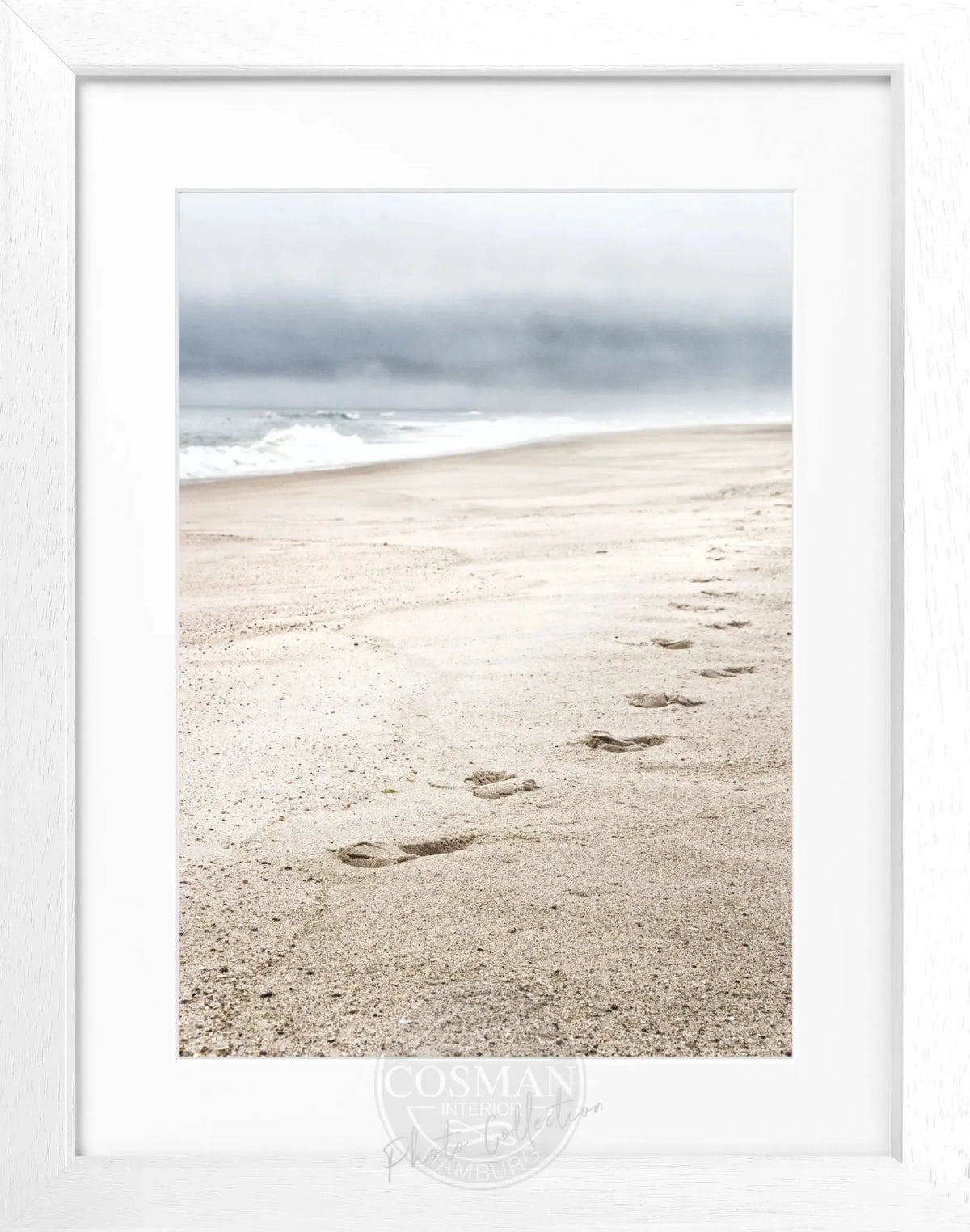 Schwarz-weiß Poster mit Rahmen, Hamptons Long Island ’Beach’ von Cosman-Photocollection, 25x31cm, Meeresküsten-Motiv