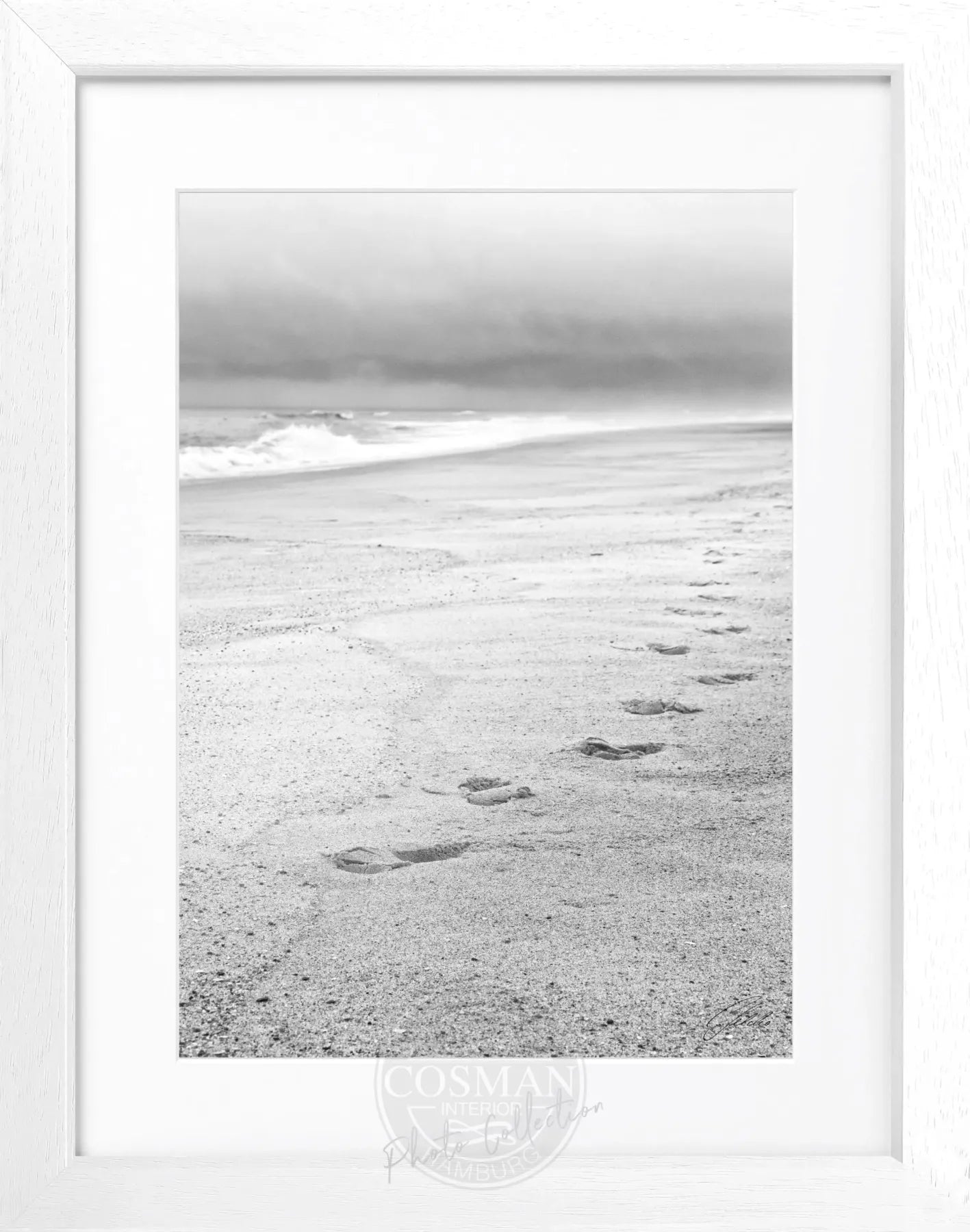 Schwarz-weiß Poster mit Rahmen, Hamptons Long Island Strand, von Cosman-Photocollection, 25x31 cm, Wanddekoration