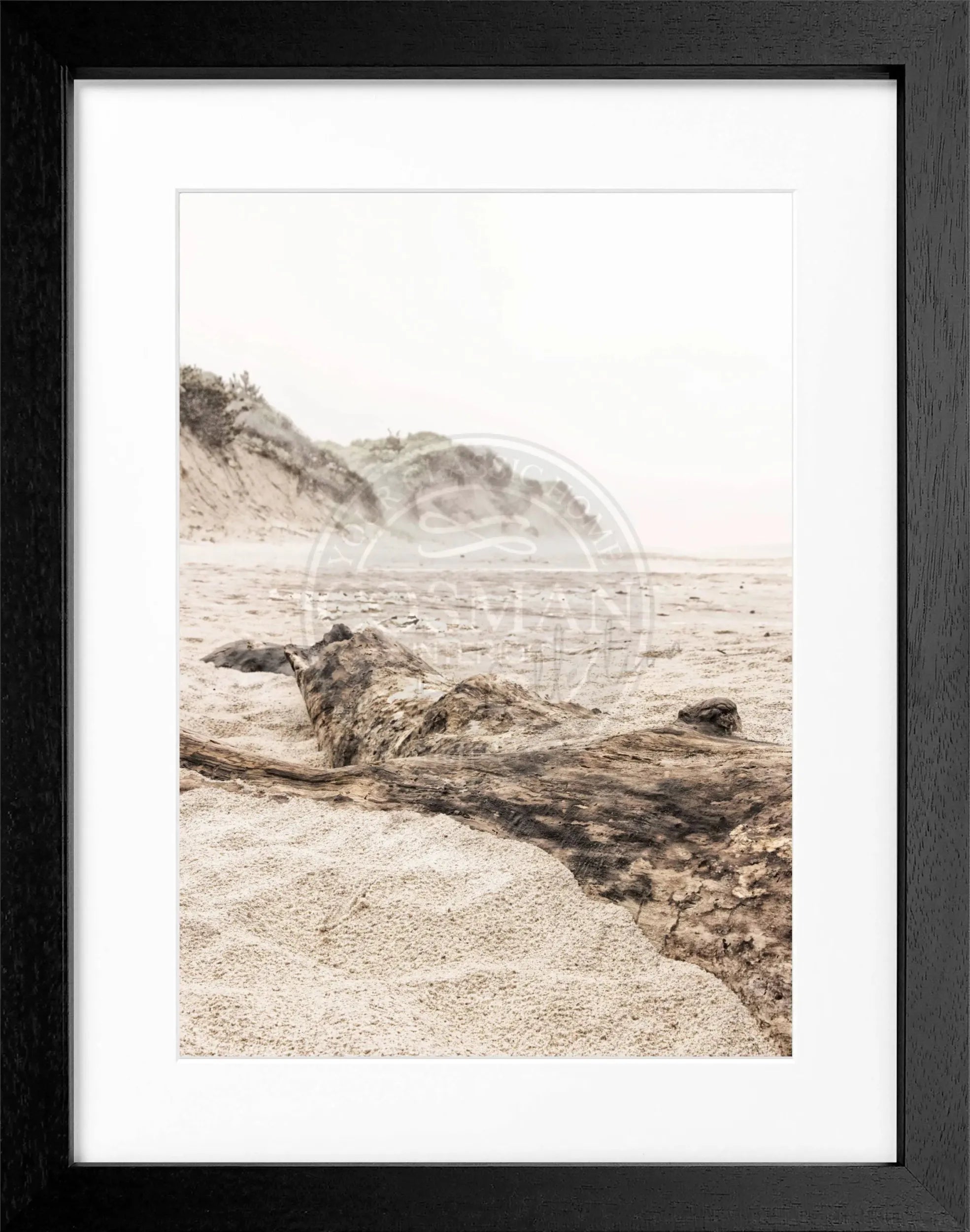Schwarz-weiß Poster mit Rahmen, Hamptons Long Island ’Beach’ von Cosman-Photocollection, 25x31 cm, Strandmotiv