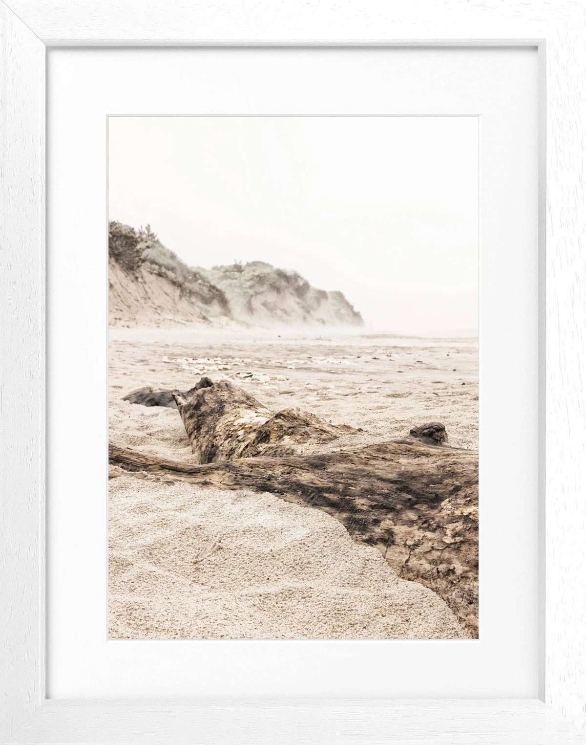 Schwarz-weiß Poster mit Rahmen von Cosman-Photocollection, Hamptons Long Island Beach, 25x31 cm, Motiv am Strand