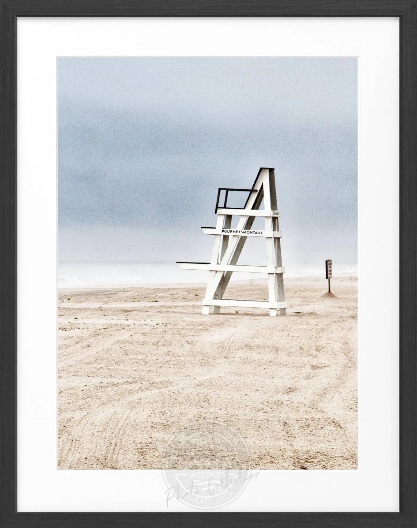 Schwarz-weißer Poster mit Rahmen, Hamptons Long Island ’Beach’, von Cosman-Photocollection, 25x31 cm, Wanddekoration
