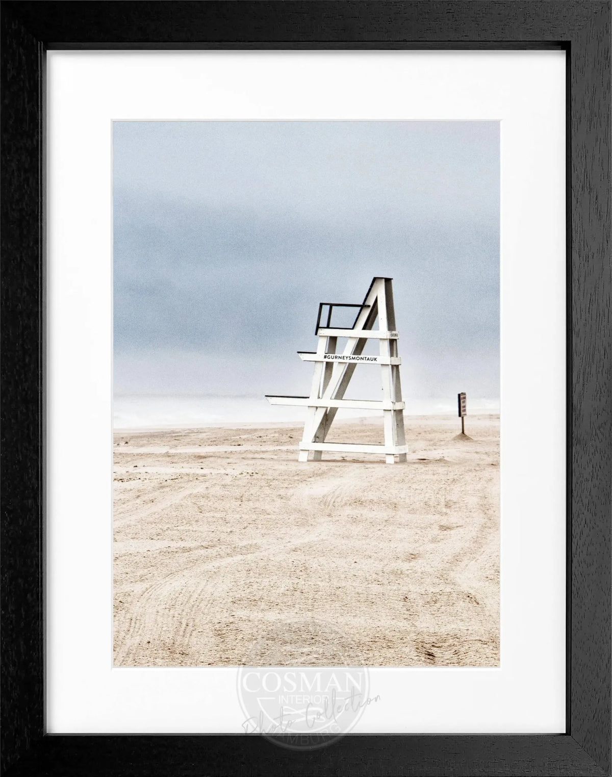 Schwarz-weiß Poster mit Rahmen, Hamptons Long Island ’Beach’ von Cosman-Photocollection, Motiv 25x31 cm
