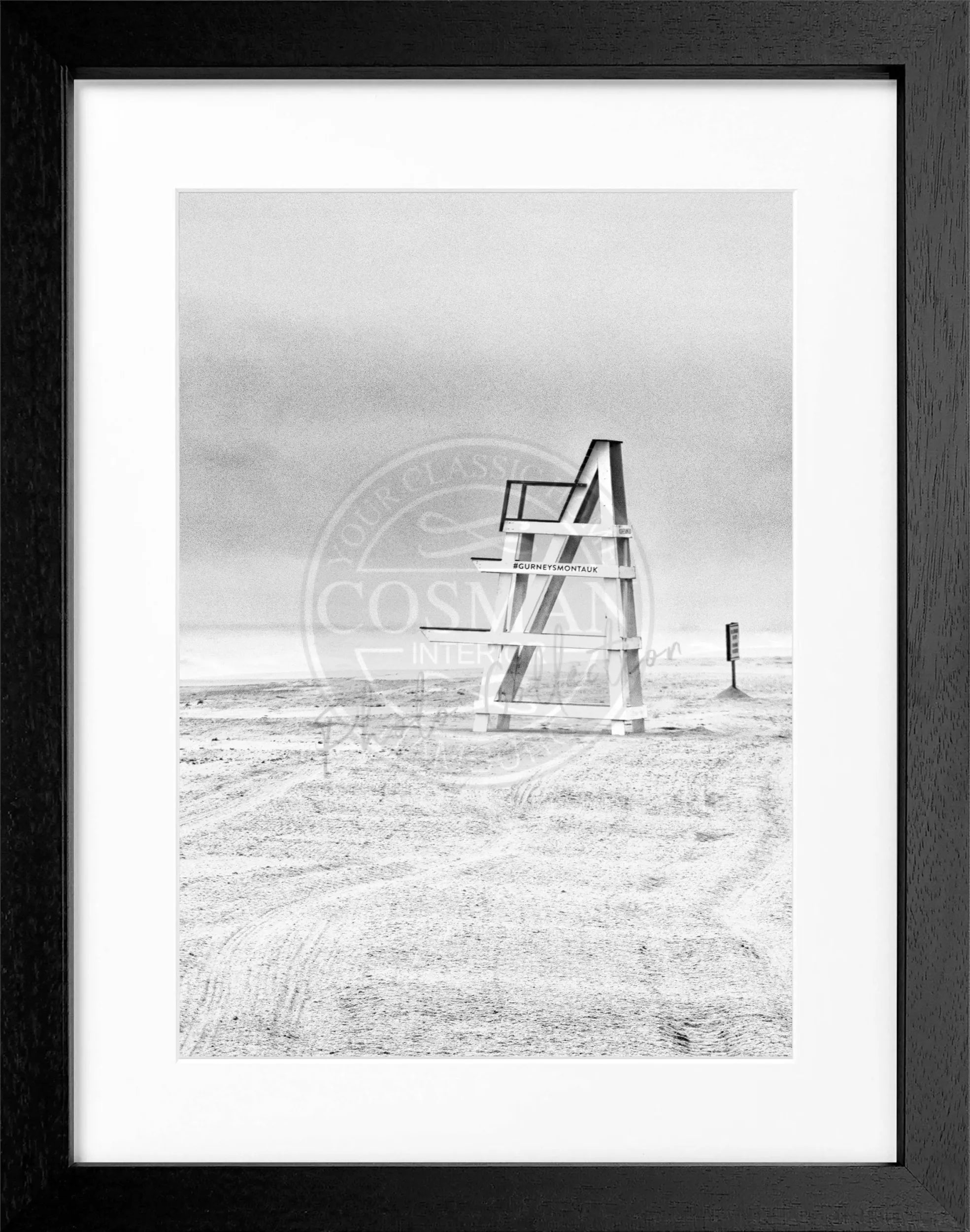 Schwarz-weiß Poster mit Rahmen, Hamptons Long Island ’Beach’, Cosman-Photocollection, 25x31 cm, Bild von Strand und Meer