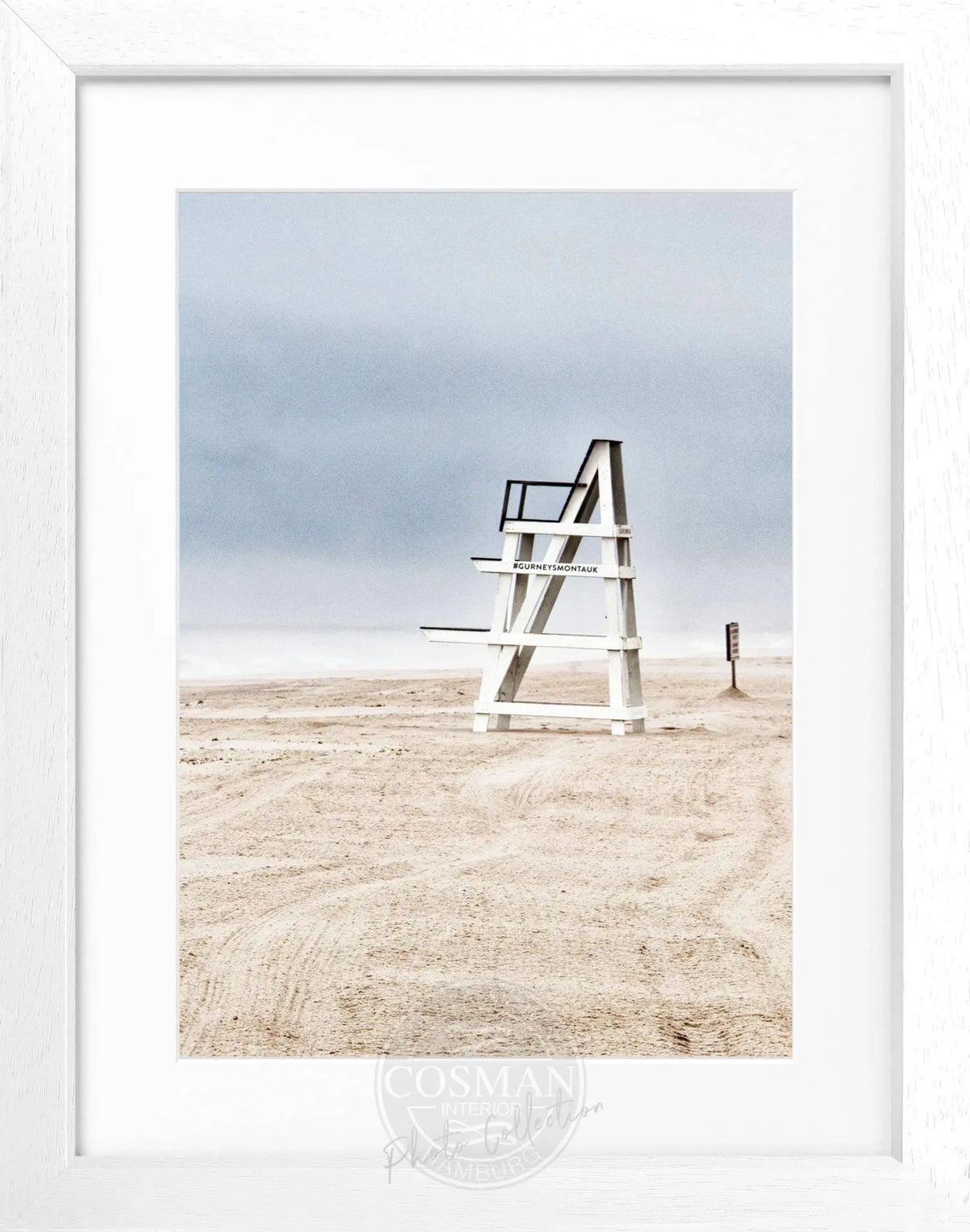 Schwarz-weiß Poster mit Rahmen, Hamptons Long Island ’Beach’ von Cosman-Photocollection, 25x31 cm, Strandmotiv