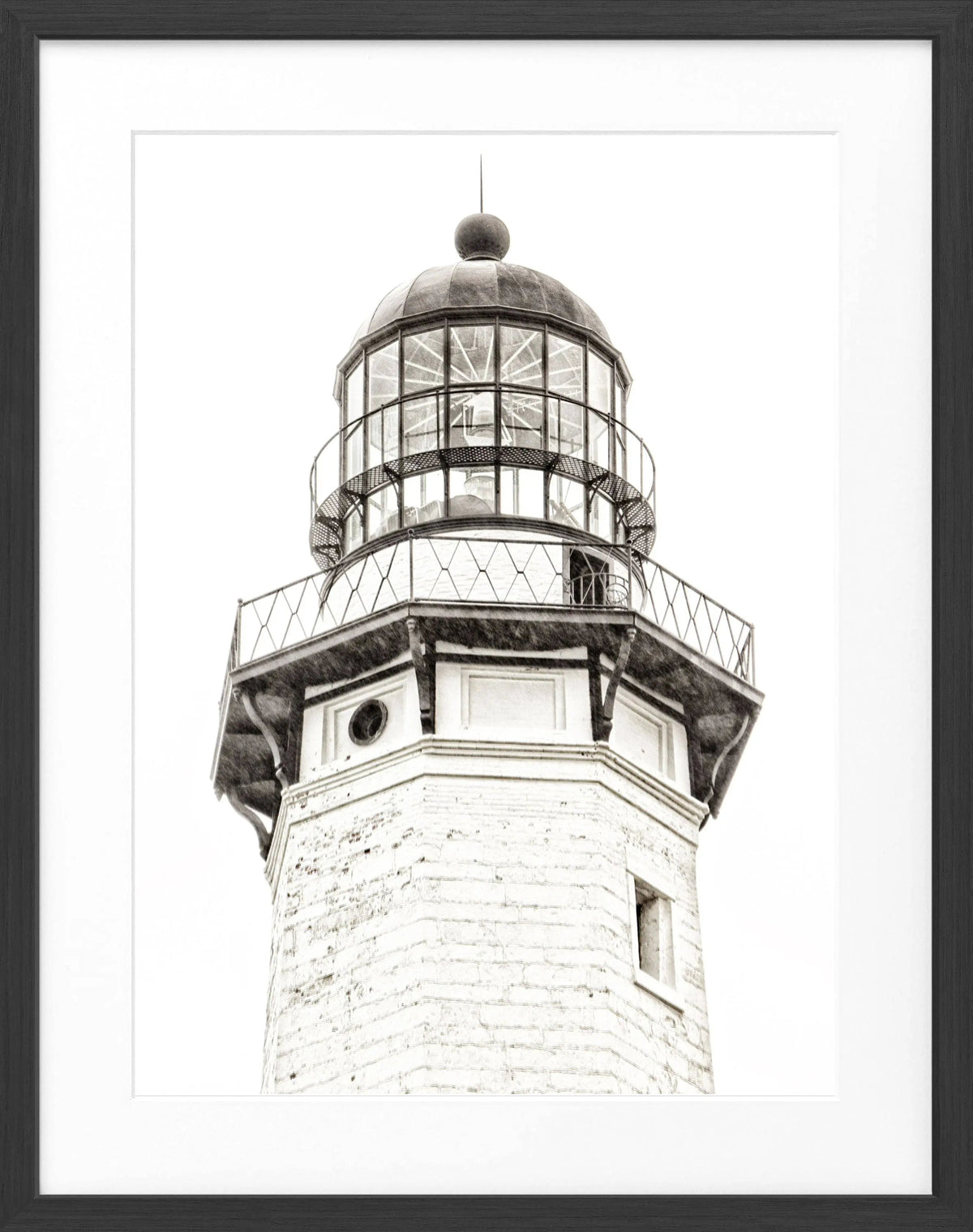 Schwarz-weiß Poster mit Rahmen, Hamptons Montauk Leuchtturm, Cosman-Photocollection, 25x31 cm, Wanddekoration