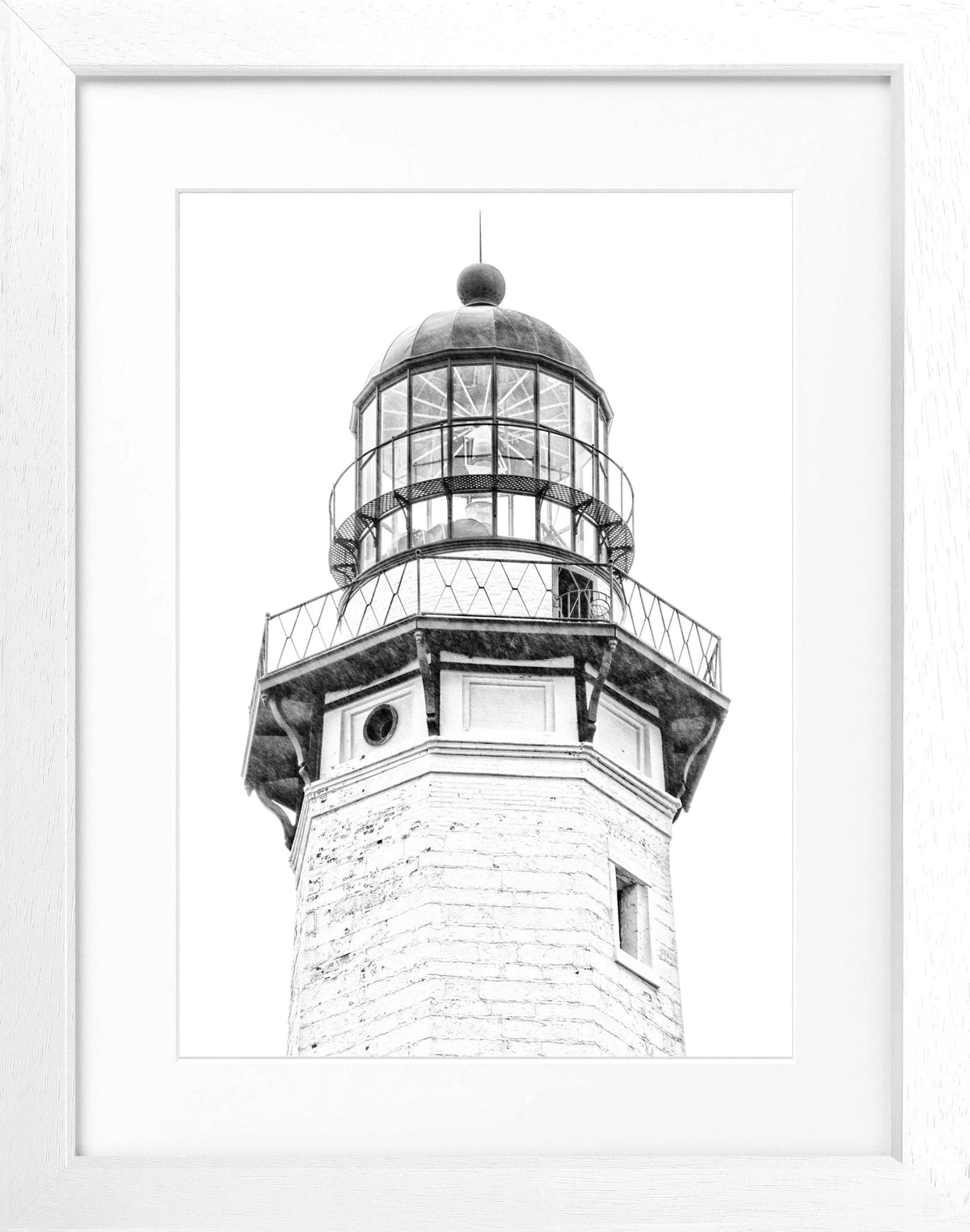 Schwarz-weiß Poster mit Rahmen, Hamptons Montauk Lighthouse Motiv, von Cosman-Photocollection, 25x31 cm
