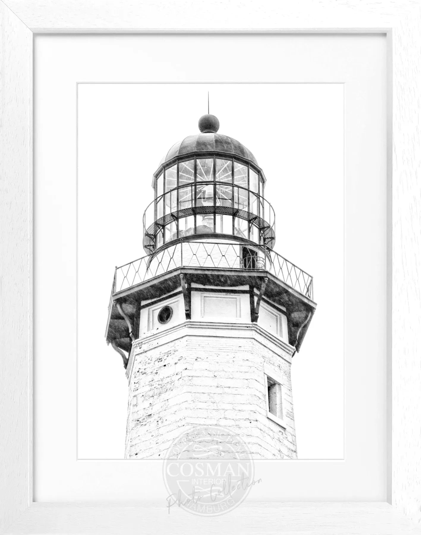 Schwarz-weiß Poster mit Rahmen, Hamptons Montauk Lighthouse Motiv, von Cosman-Photocollection, 25x31 cm